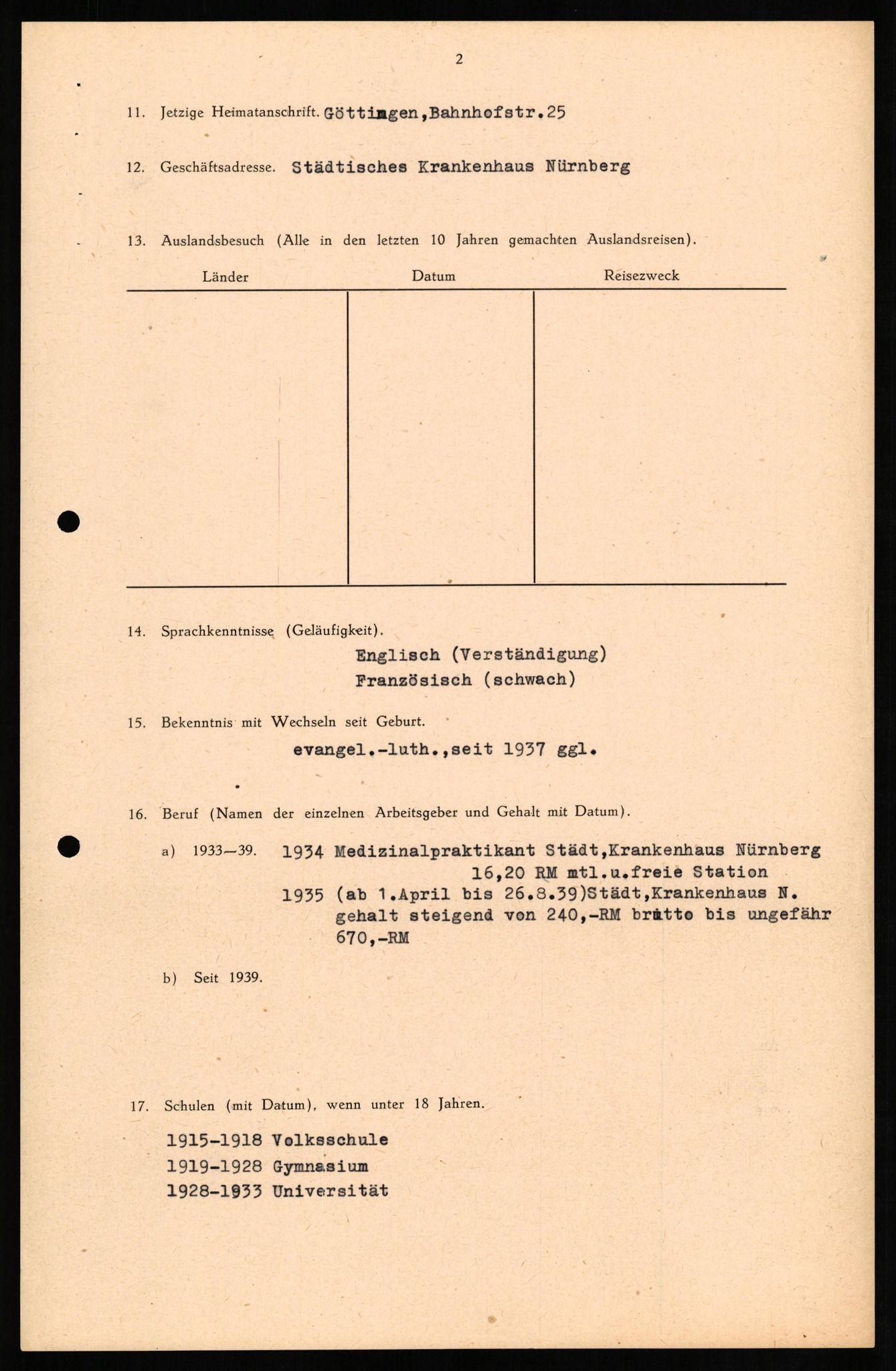 Forsvaret, Forsvarets overkommando II, AV/RA-RAFA-3915/D/Db/L0016: CI Questionaires. Tyske okkupasjonsstyrker i Norge. Tyskere., 1945-1946, p. 3