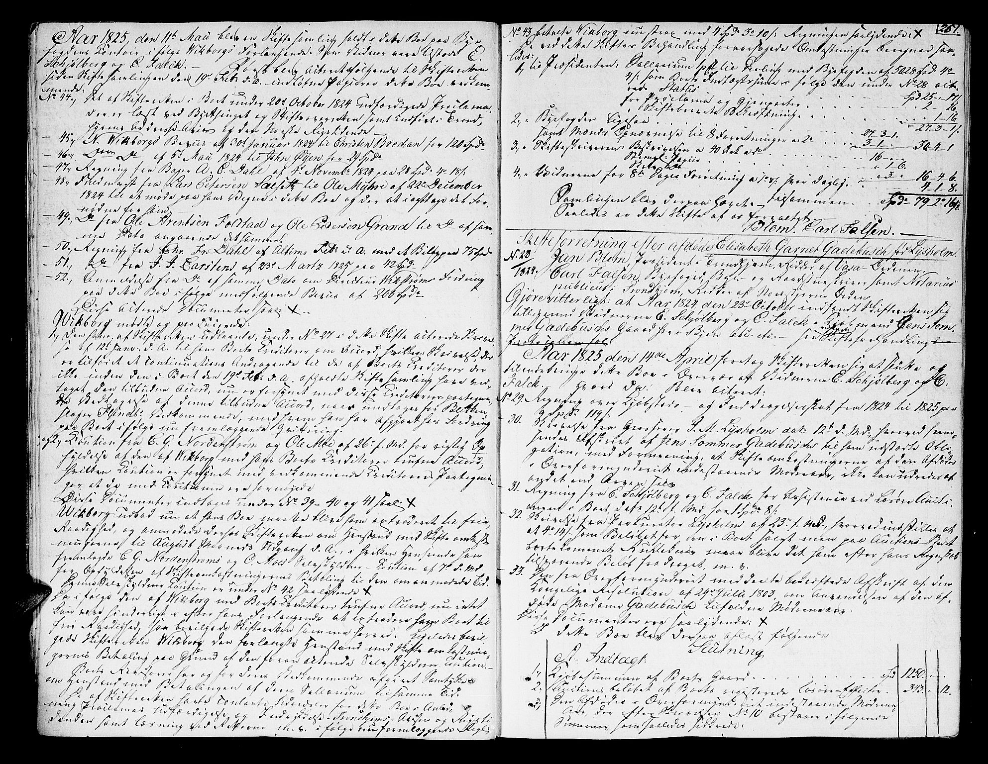Trondheim byfogd, AV/SAT-A-0003/1/3/3A/L0027: Skifteprotokoll - gml.nr.22. (m/ register) U, 1825-1829, p. 250b-251a