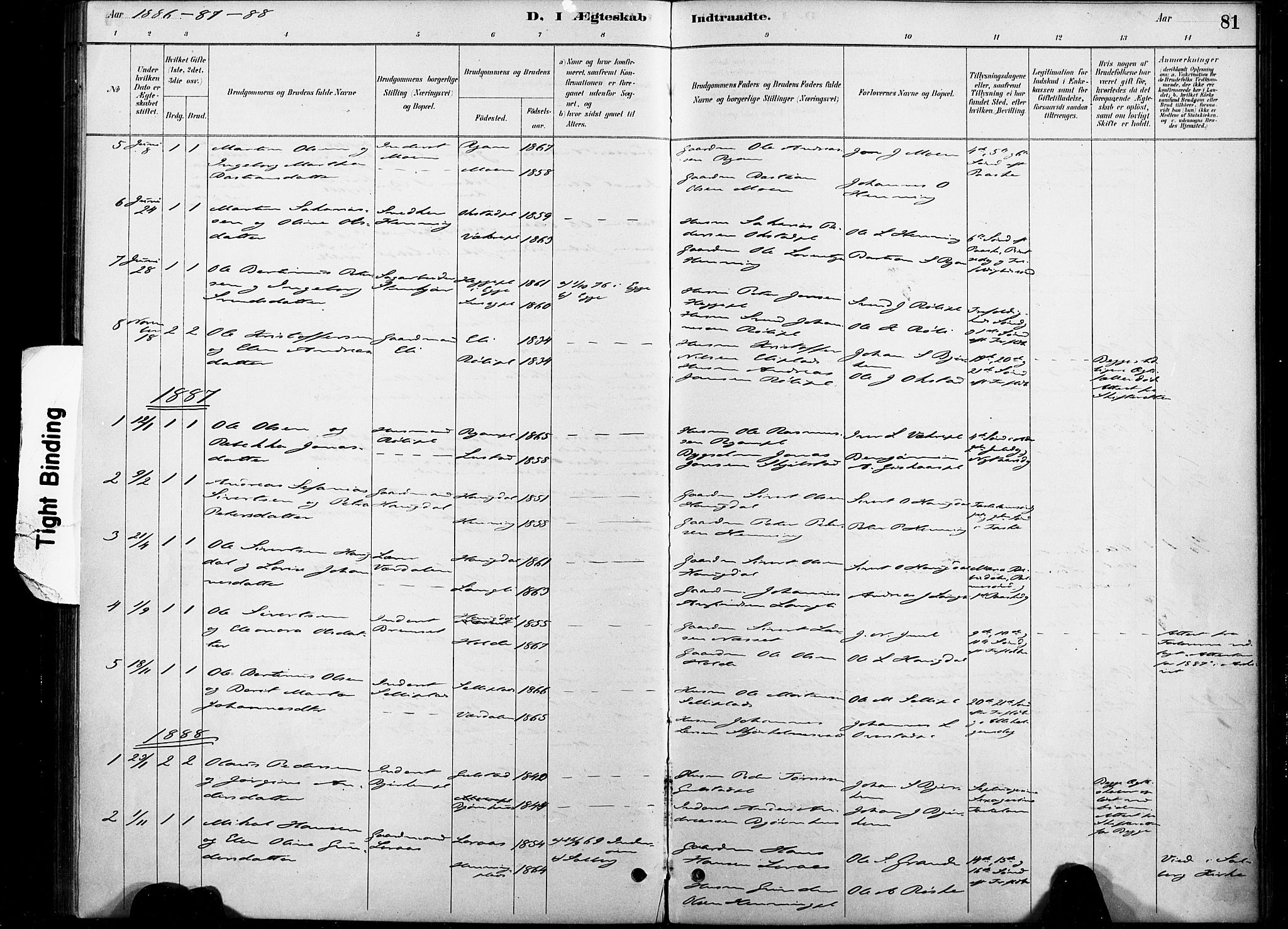 Ministerialprotokoller, klokkerbøker og fødselsregistre - Nord-Trøndelag, AV/SAT-A-1458/738/L0364: Parish register (official) no. 738A01, 1884-1902, p. 81