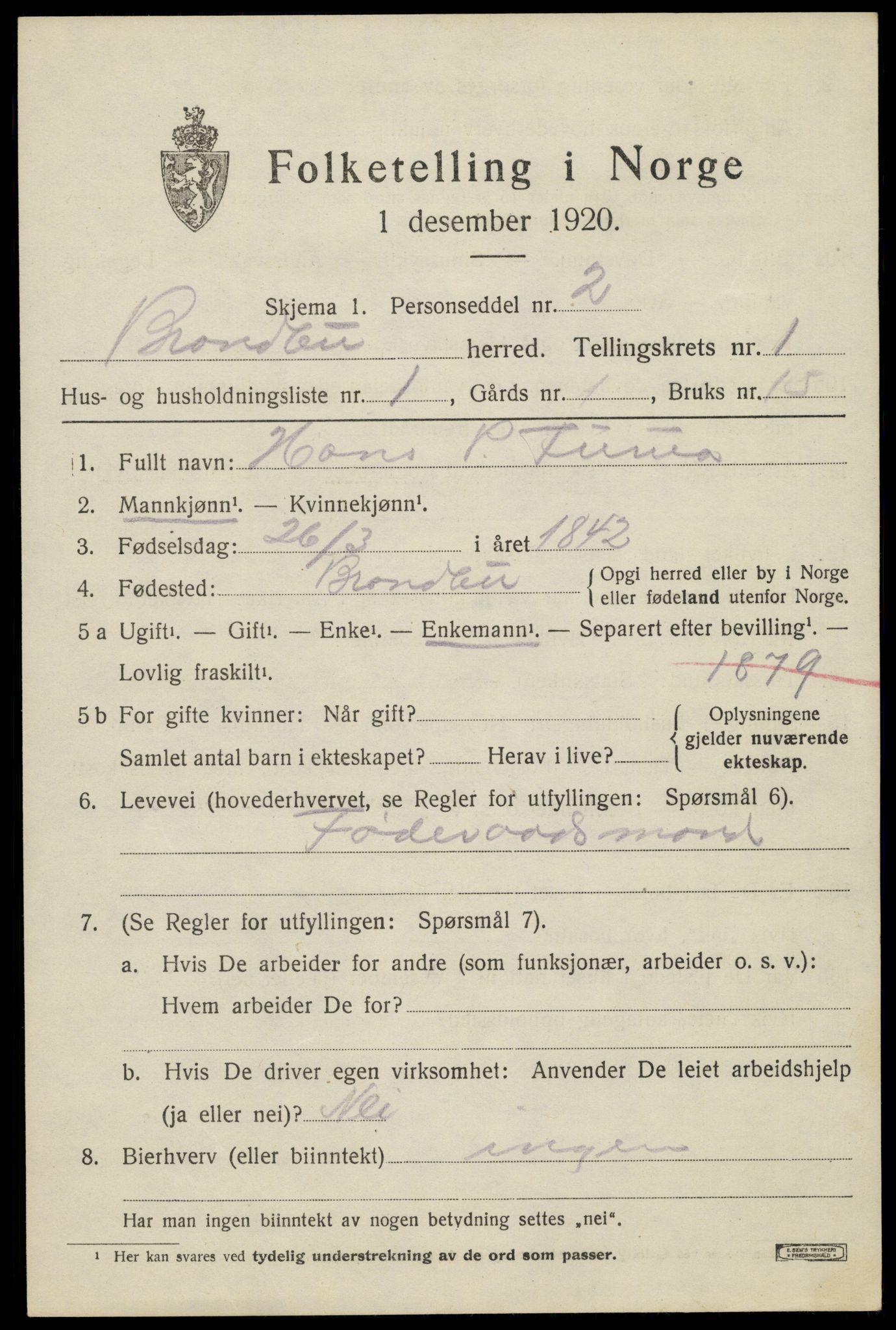 SAH, 1920 census for Brandbu, 1920, p. 1937