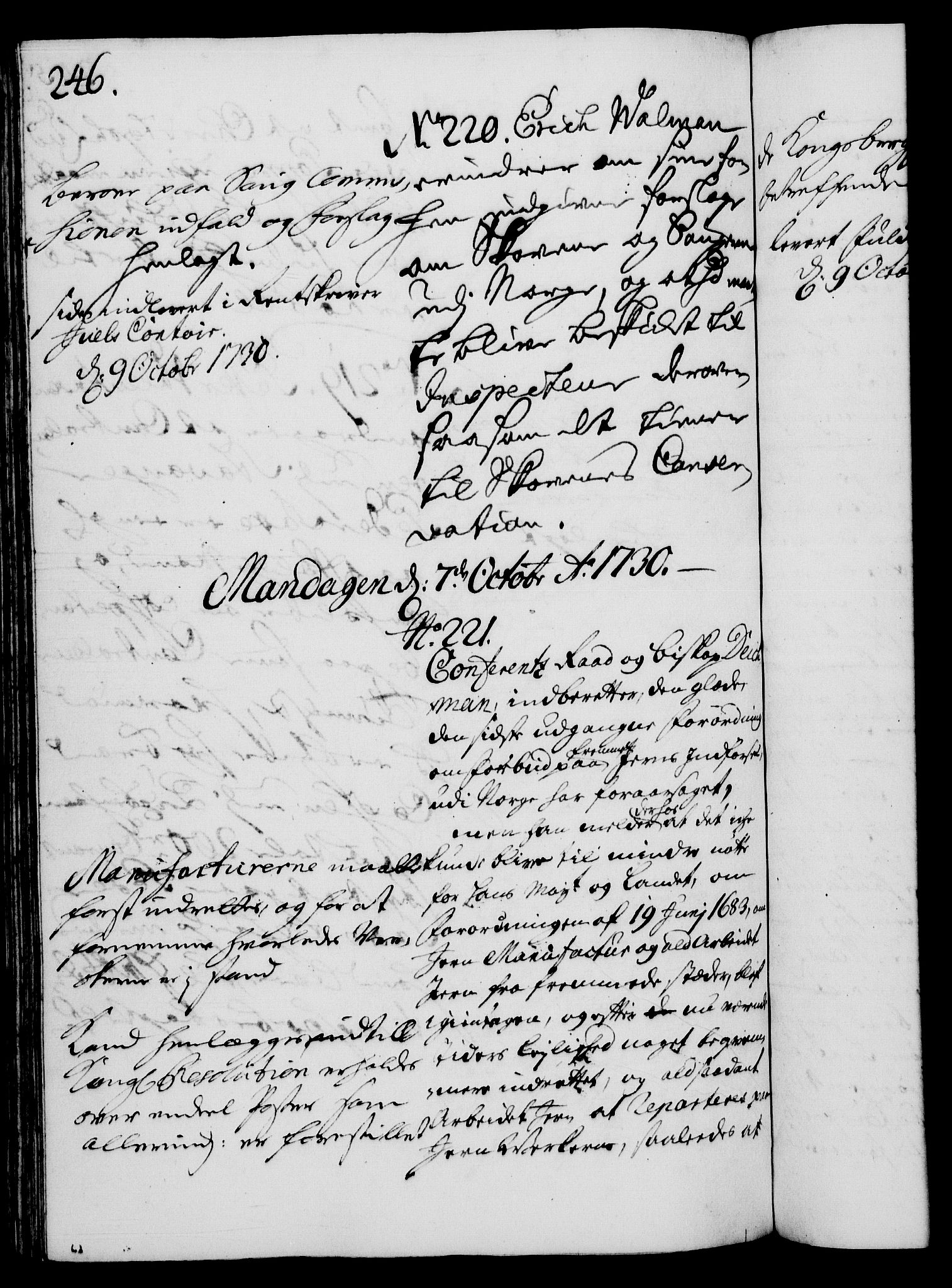 Rentekammeret, Kammerkanselliet, AV/RA-EA-3111/G/Gh/Gha/L0012: Norsk ekstraktmemorialprotokoll (merket RK 53.57), 1730, p. 246