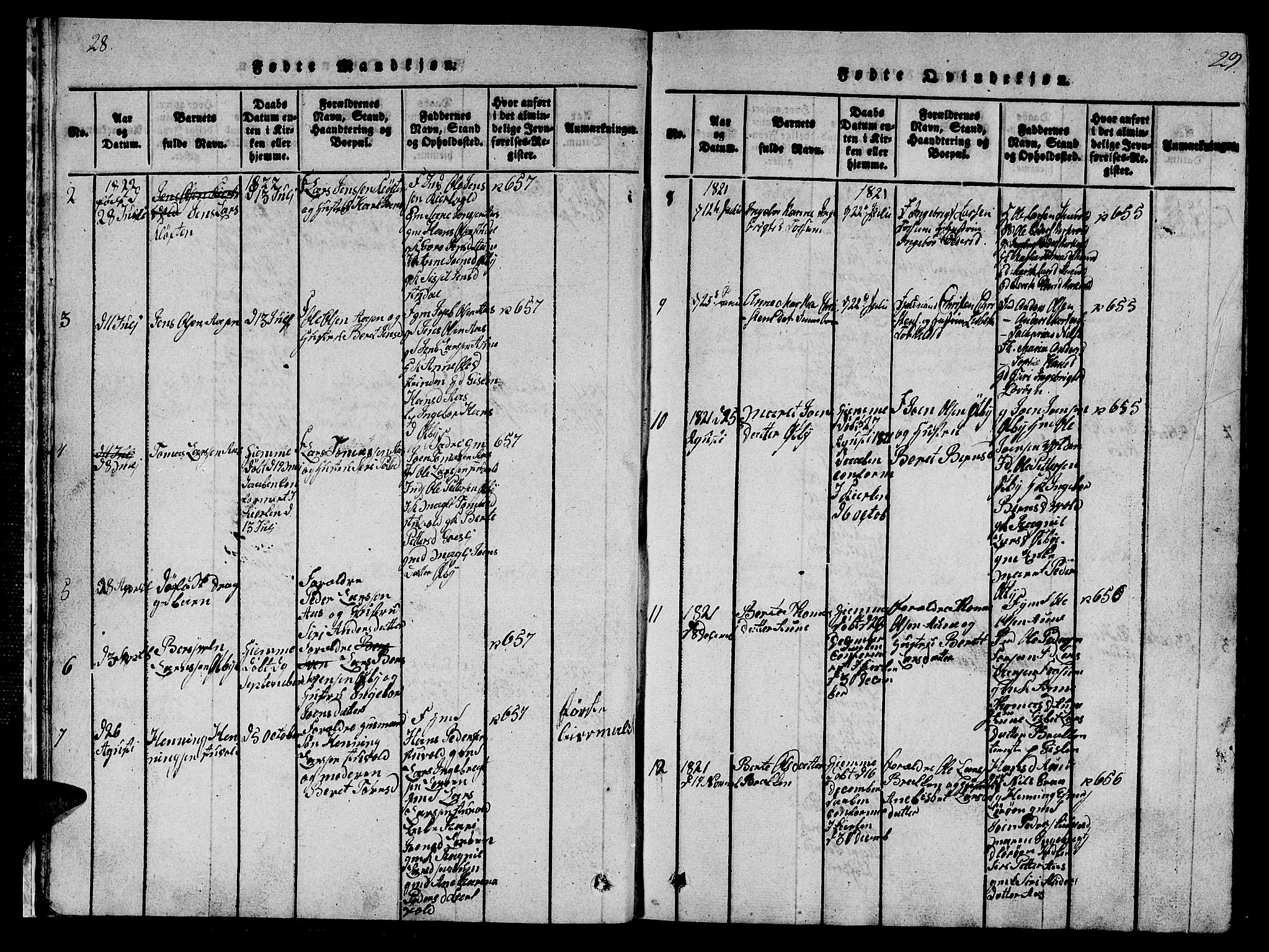 Ministerialprotokoller, klokkerbøker og fødselsregistre - Sør-Trøndelag, SAT/A-1456/698/L1164: Parish register (copy) no. 698C01, 1816-1861, p. 28-29