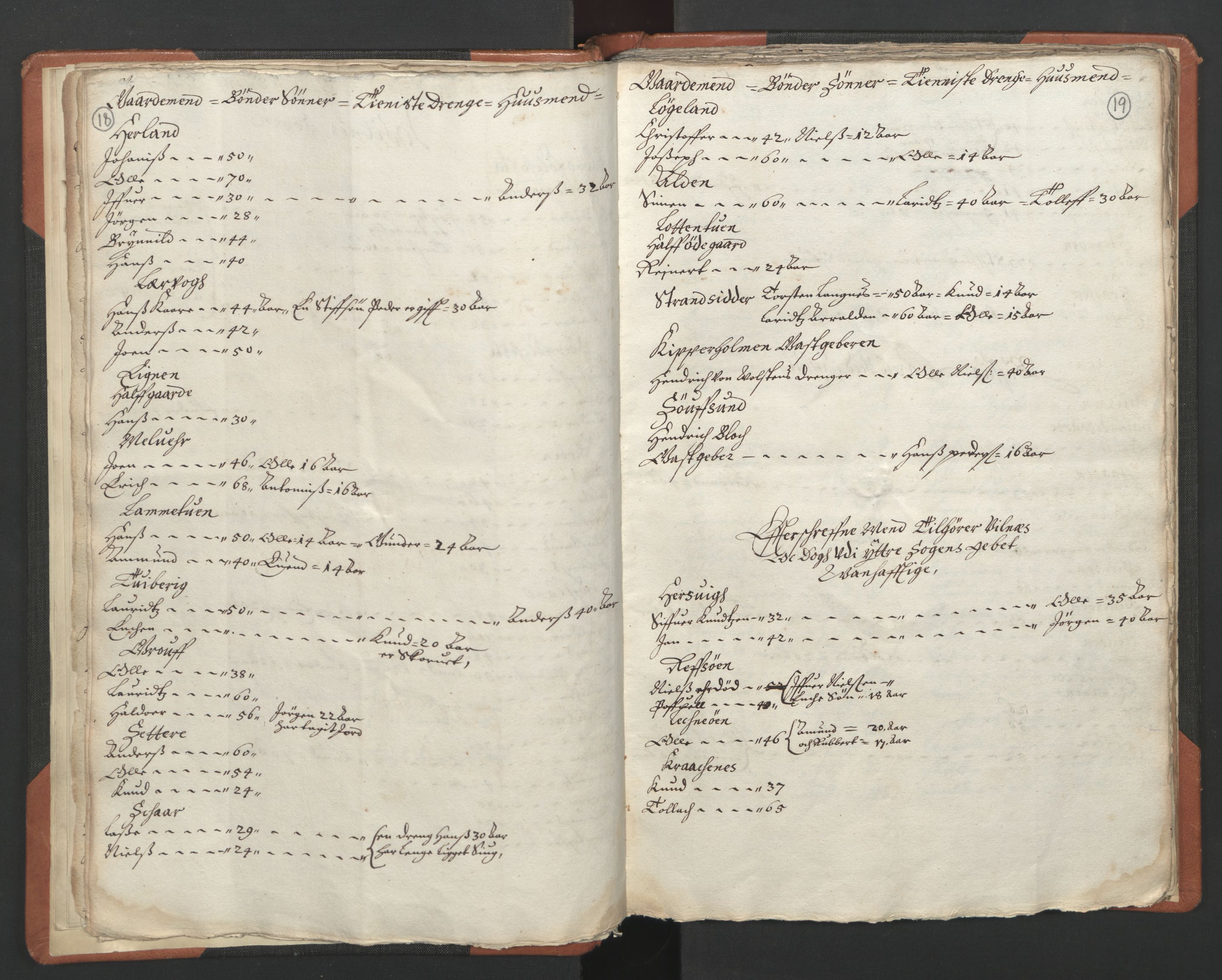 RA, Vicar's Census 1664-1666, no. 24: Sunnfjord deanery, 1664-1666, p. 18-19