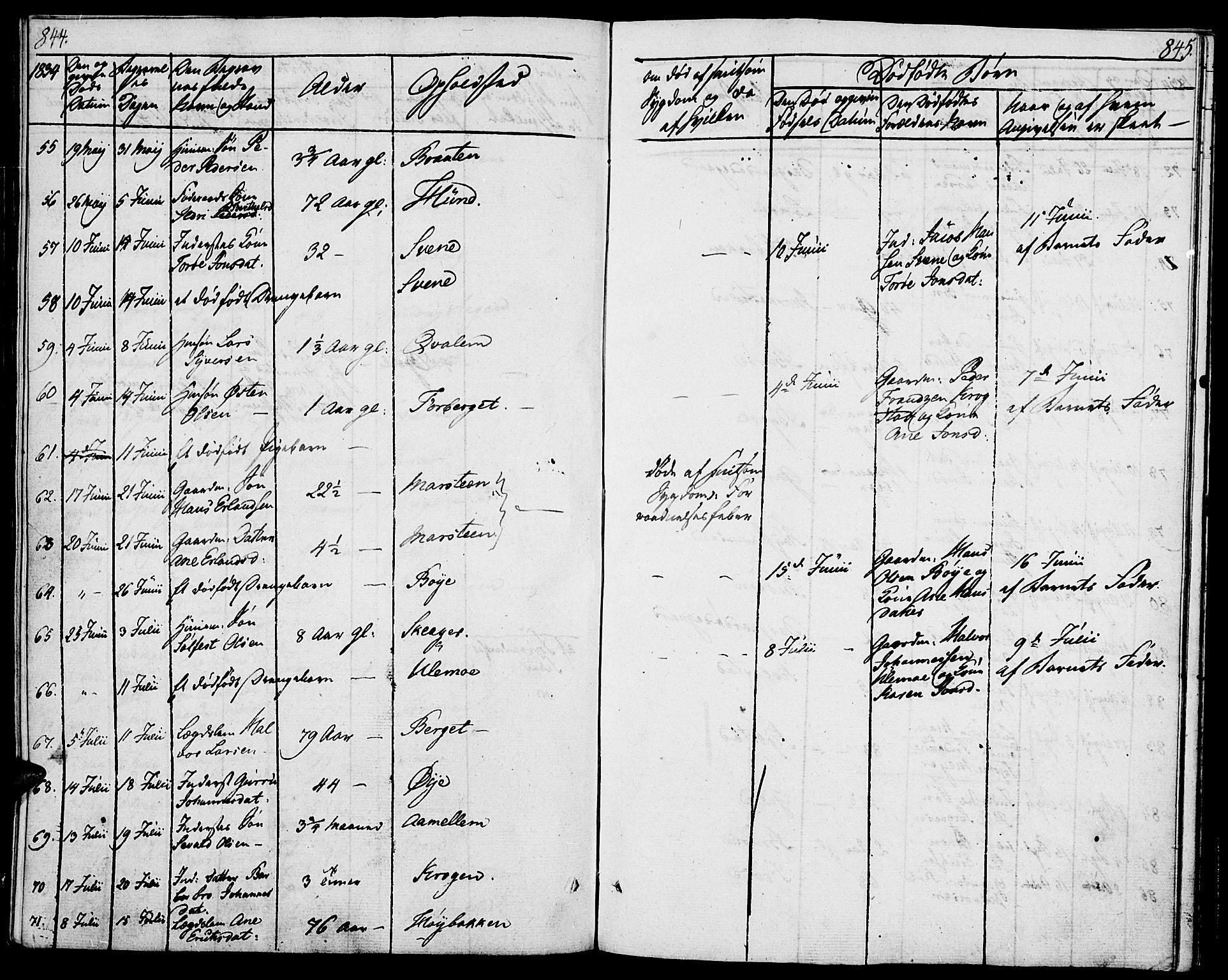 Lom prestekontor, AV/SAH-PREST-070/K/L0005: Parish register (official) no. 5, 1825-1837, p. 844-845