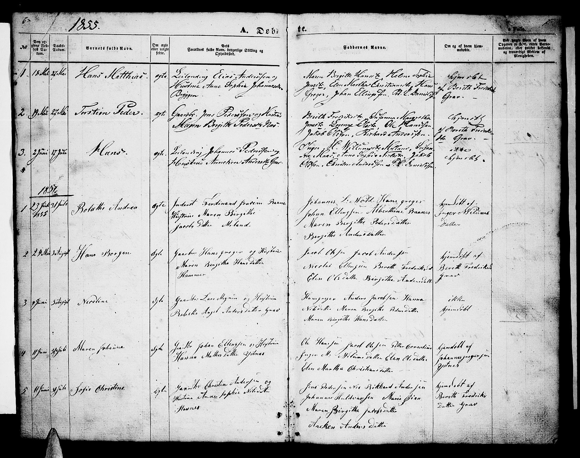 Ministerialprotokoller, klokkerbøker og fødselsregistre - Nordland, AV/SAT-A-1459/808/L0130: Parish register (copy) no. 808C01, 1851-1878, p. 6-7