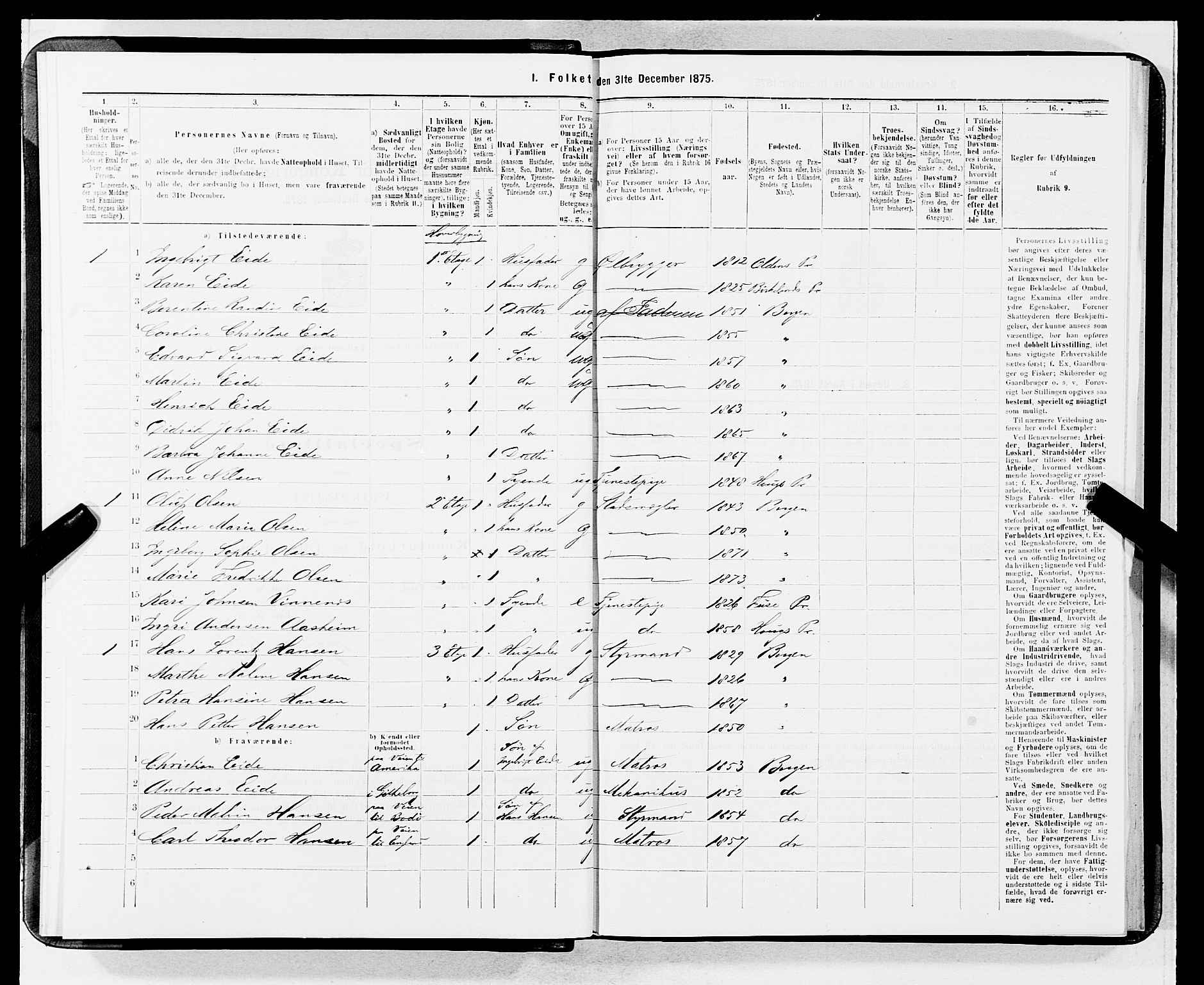 SAB, 1875 census for 1301 Bergen, 1875, p. 1171