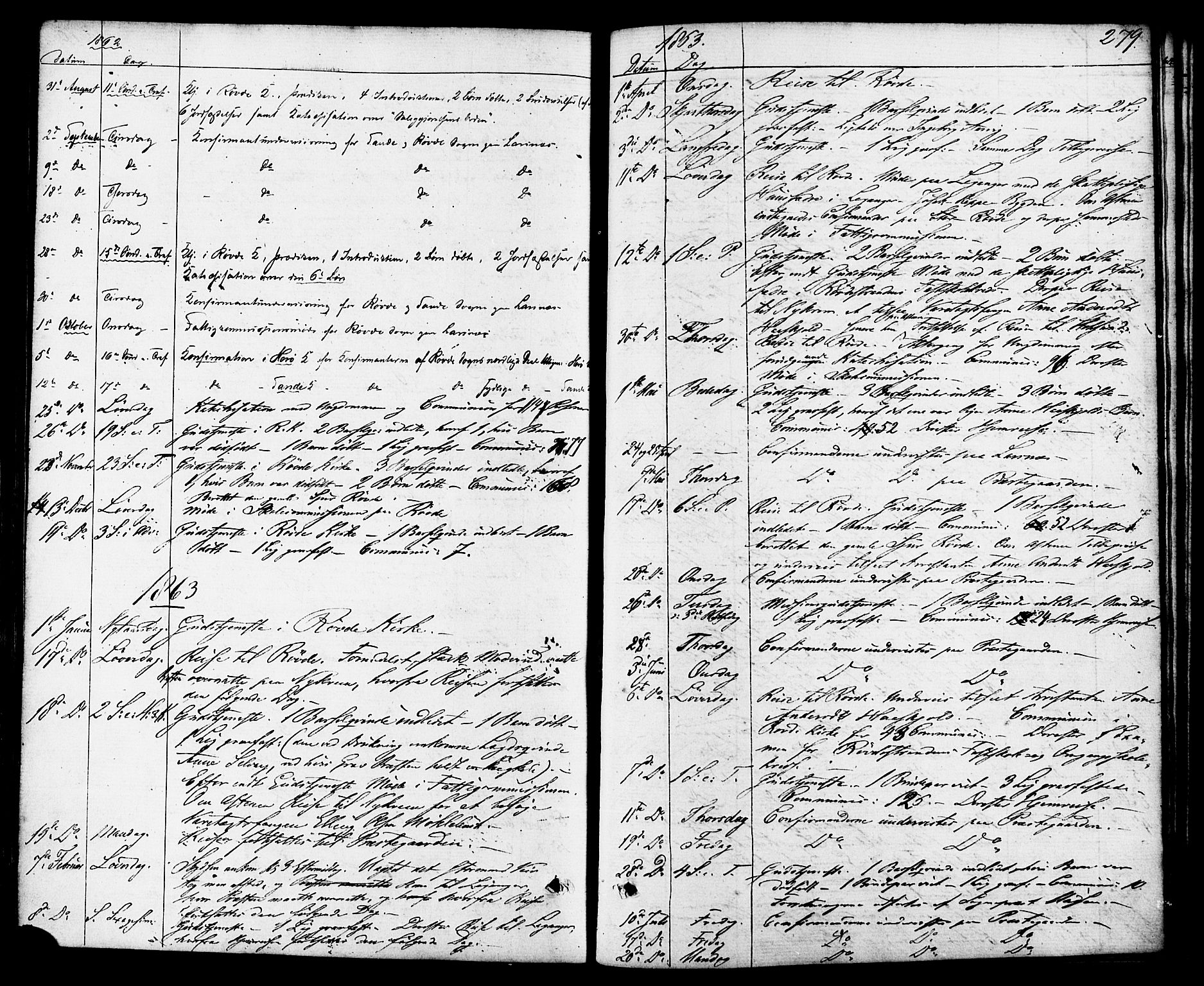 Ministerialprotokoller, klokkerbøker og fødselsregistre - Møre og Romsdal, SAT/A-1454/504/L0055: Parish register (official) no. 504A02, 1861-1884, p. 279