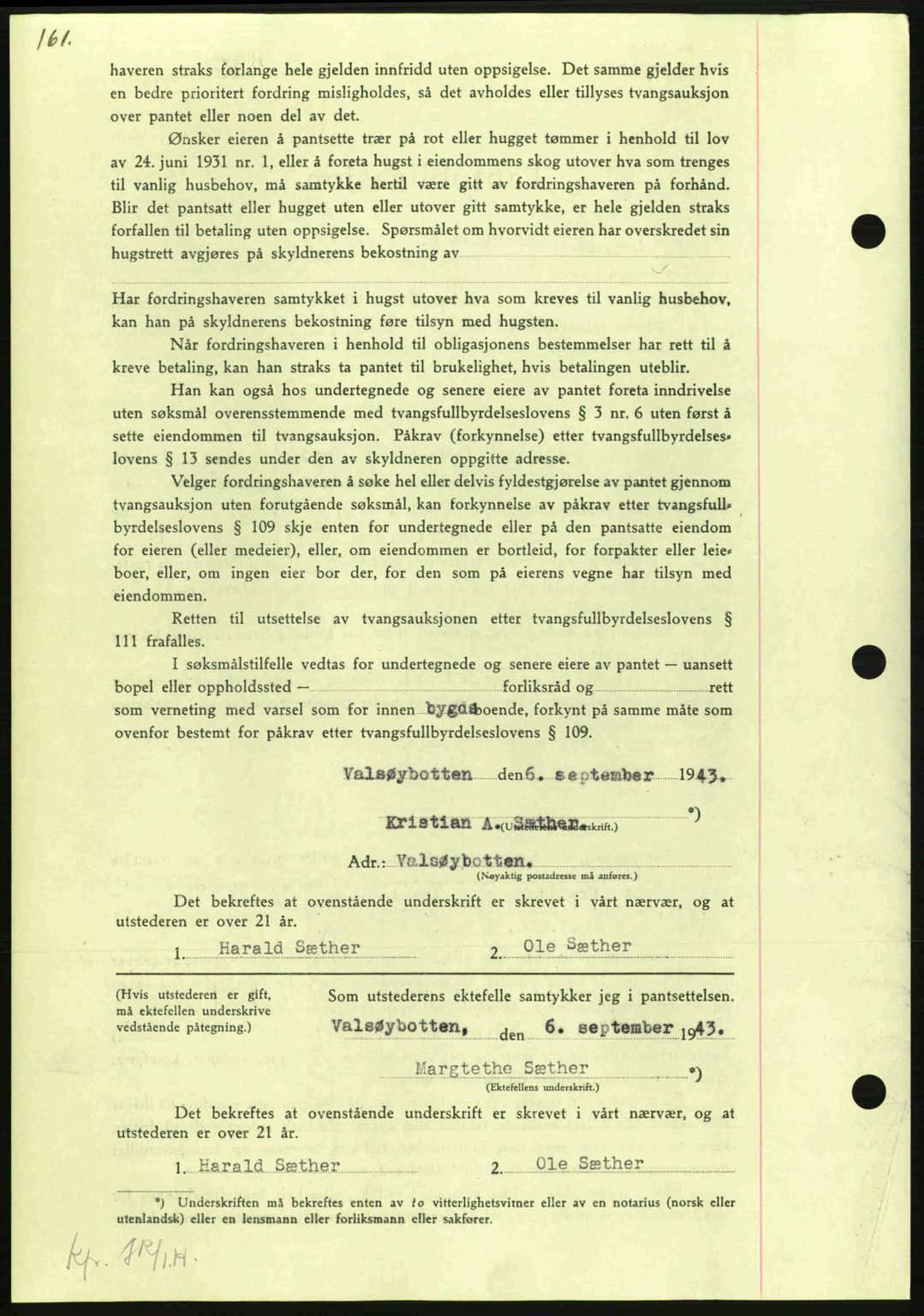 Nordmøre sorenskriveri, AV/SAT-A-4132/1/2/2Ca: Mortgage book no. B91, 1943-1944, Diary no: : 2003/1943