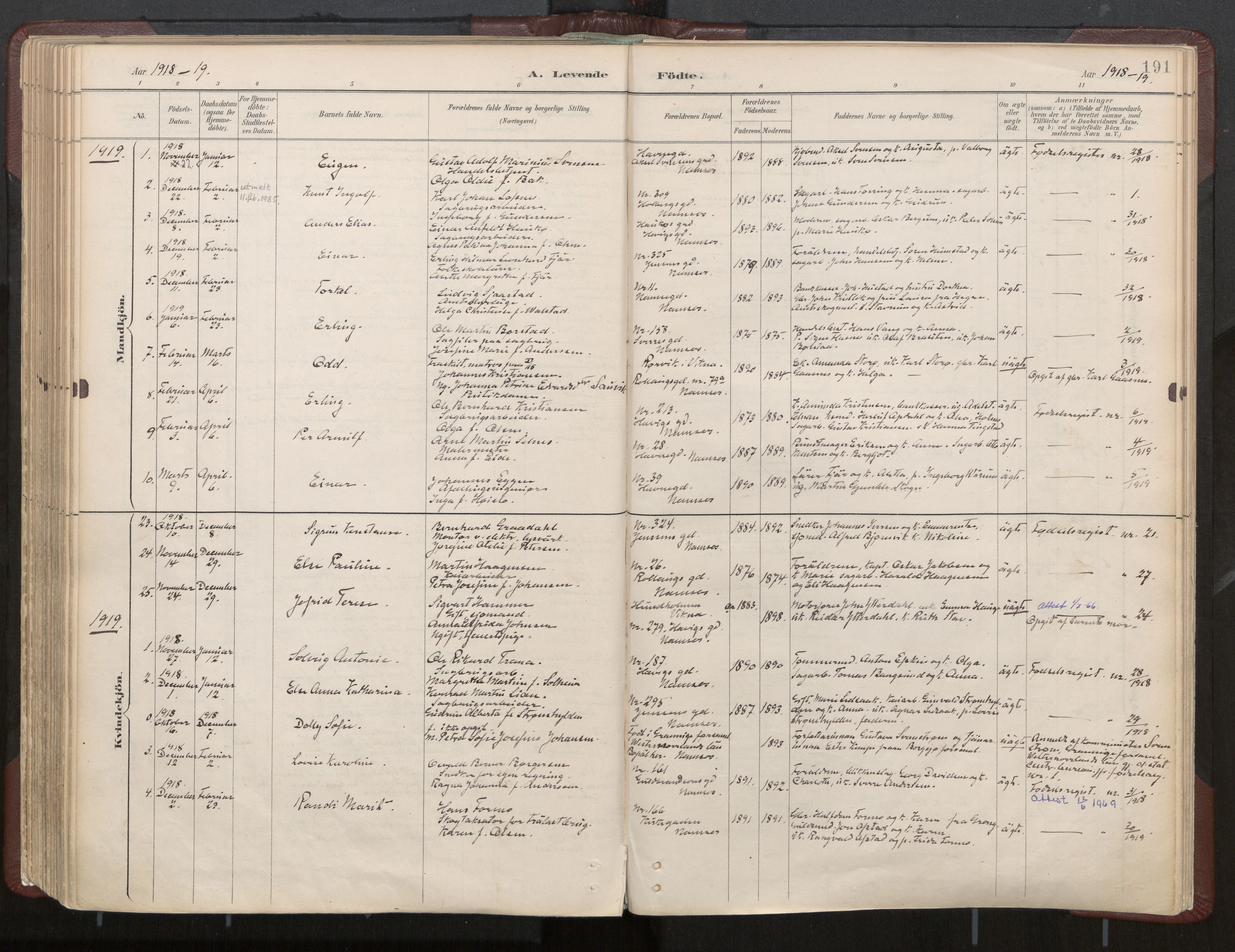 Ministerialprotokoller, klokkerbøker og fødselsregistre - Nord-Trøndelag, AV/SAT-A-1458/768/L0574: Parish register (official) no. 768A08, 1887-1927, p. 191