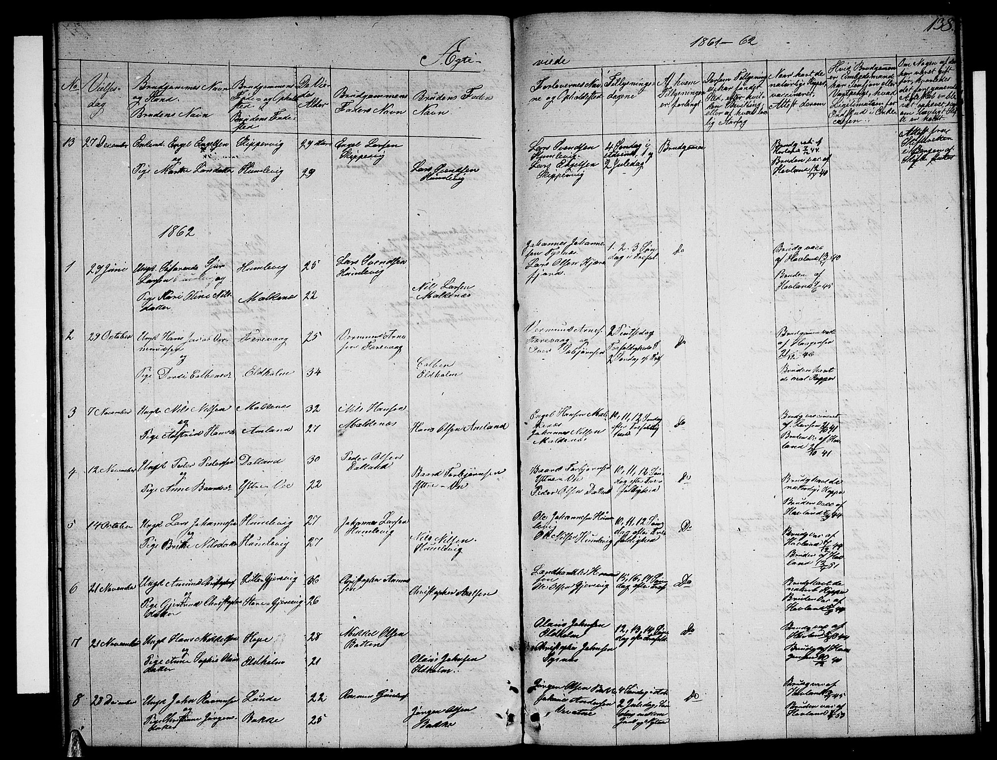 Tysnes sokneprestembete, SAB/A-78601/H/Hab: Parish register (copy) no. B 1, 1855-1877, p. 138