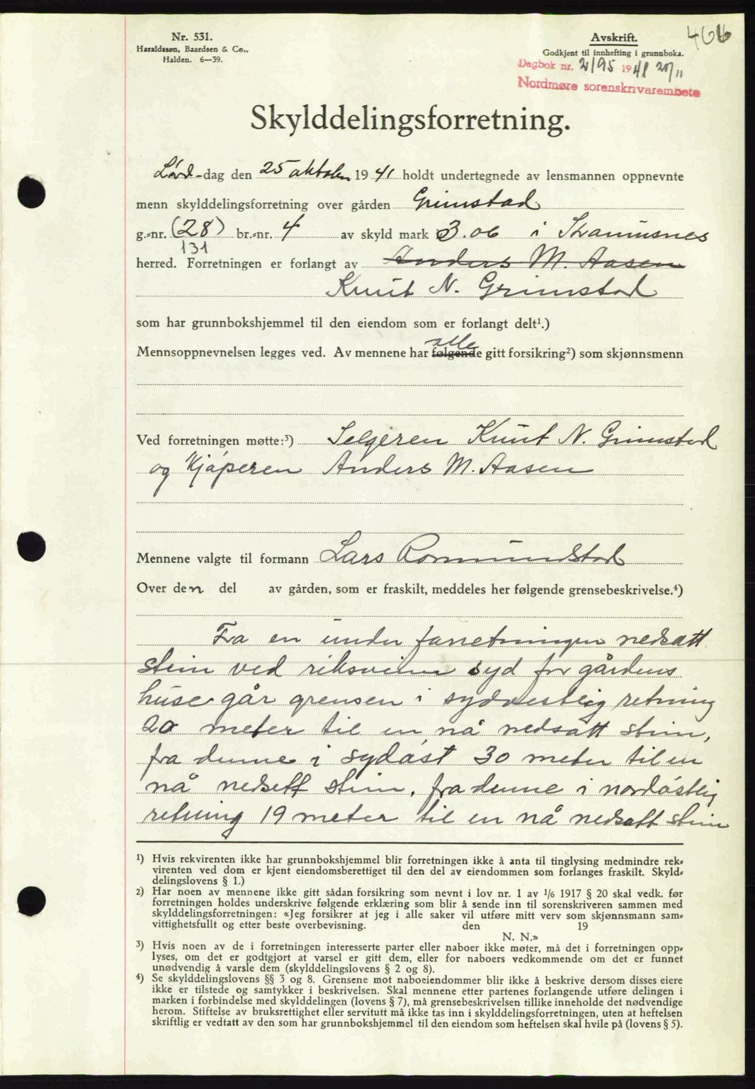 Nordmøre sorenskriveri, AV/SAT-A-4132/1/2/2Ca: Mortgage book no. A91, 1941-1942, Diary no: : 2195/1941