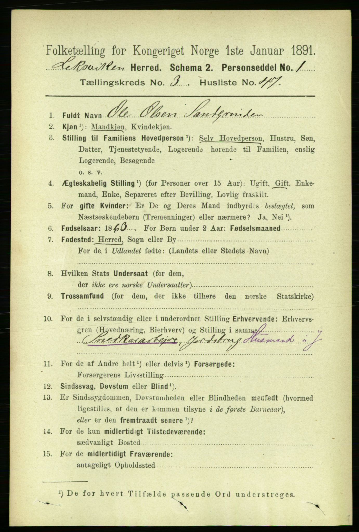 RA, 1891 census for 1718 Leksvik, 1891, p. 1444