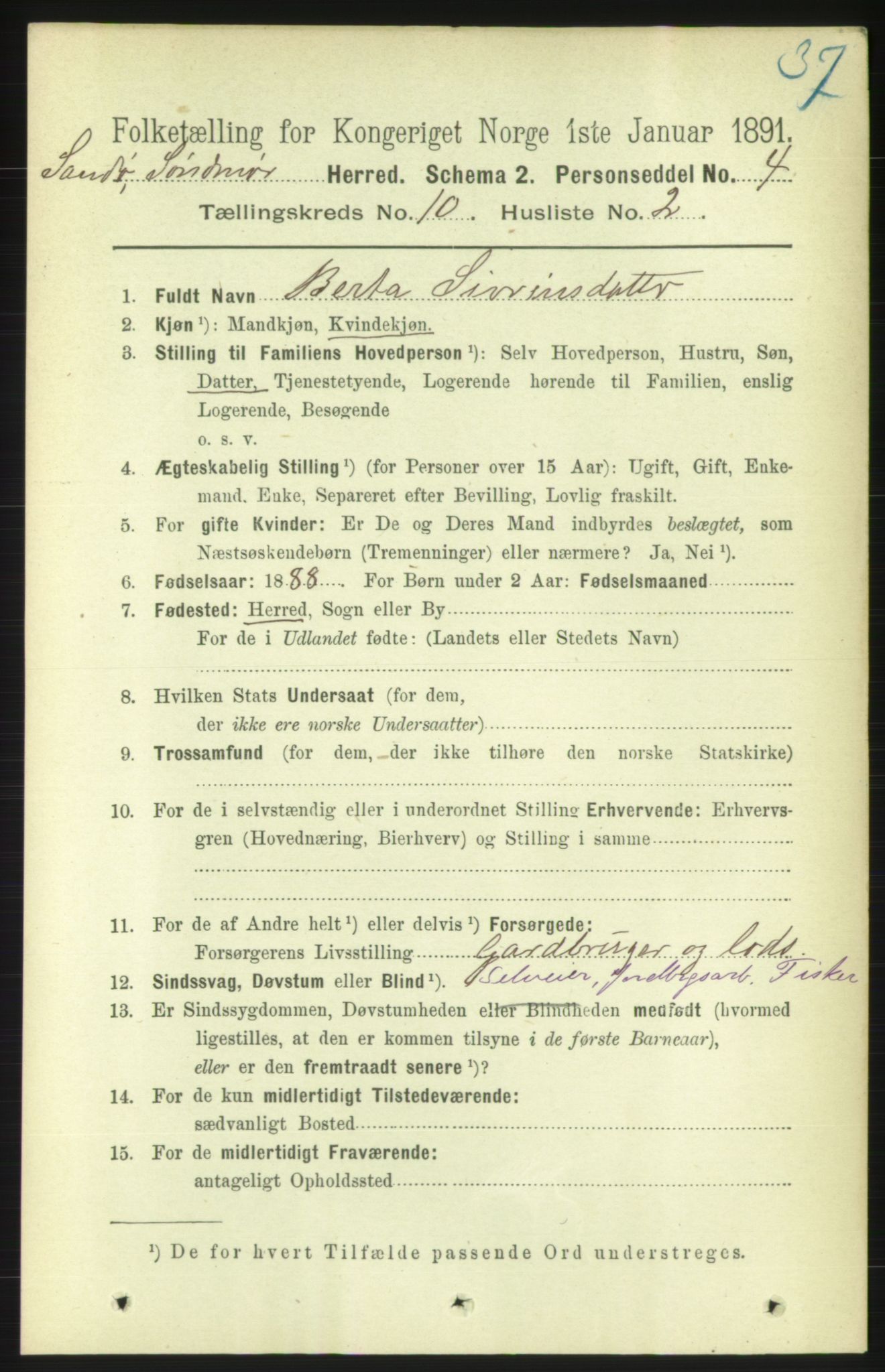 RA, 1891 census for 1514 Sande, 1891, p. 1780