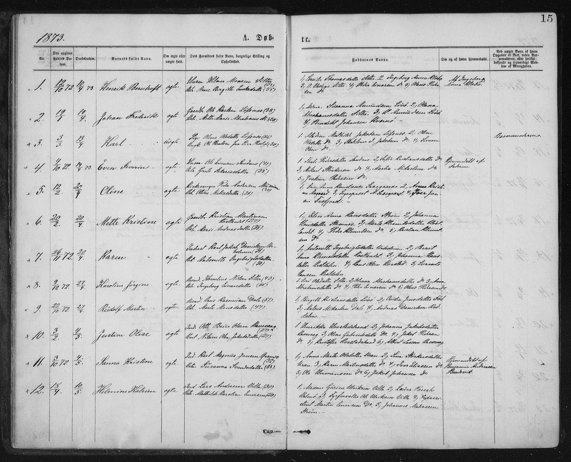 Ministerialprotokoller, klokkerbøker og fødselsregistre - Nord-Trøndelag, SAT/A-1458/771/L0596: Parish register (official) no. 771A03, 1870-1884, p. 15