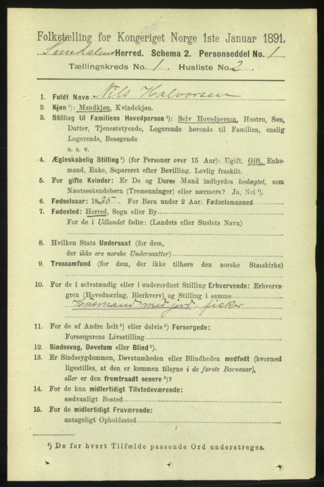 RA, 1891 census for 1563 Sunndal, 1891, p. 57