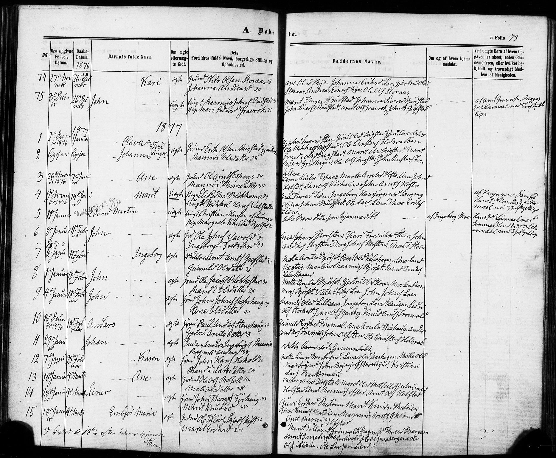 Ministerialprotokoller, klokkerbøker og fødselsregistre - Sør-Trøndelag, SAT/A-1456/672/L0856: Parish register (official) no. 672A08, 1861-1881, p. 73