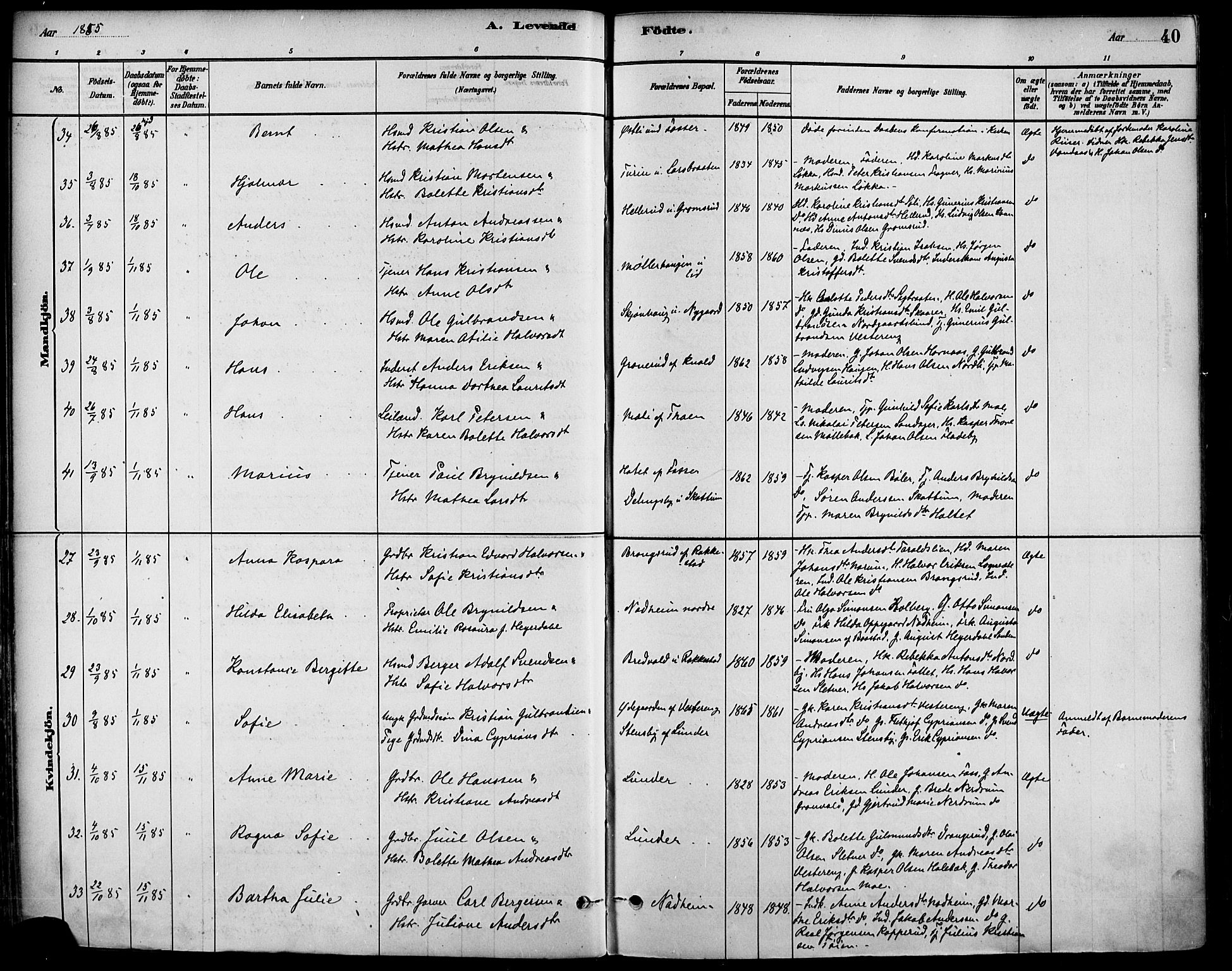 Høland prestekontor Kirkebøker, AV/SAO-A-10346a/F/Fa/L0013: Parish register (official) no. I 13, 1880-1897, p. 40