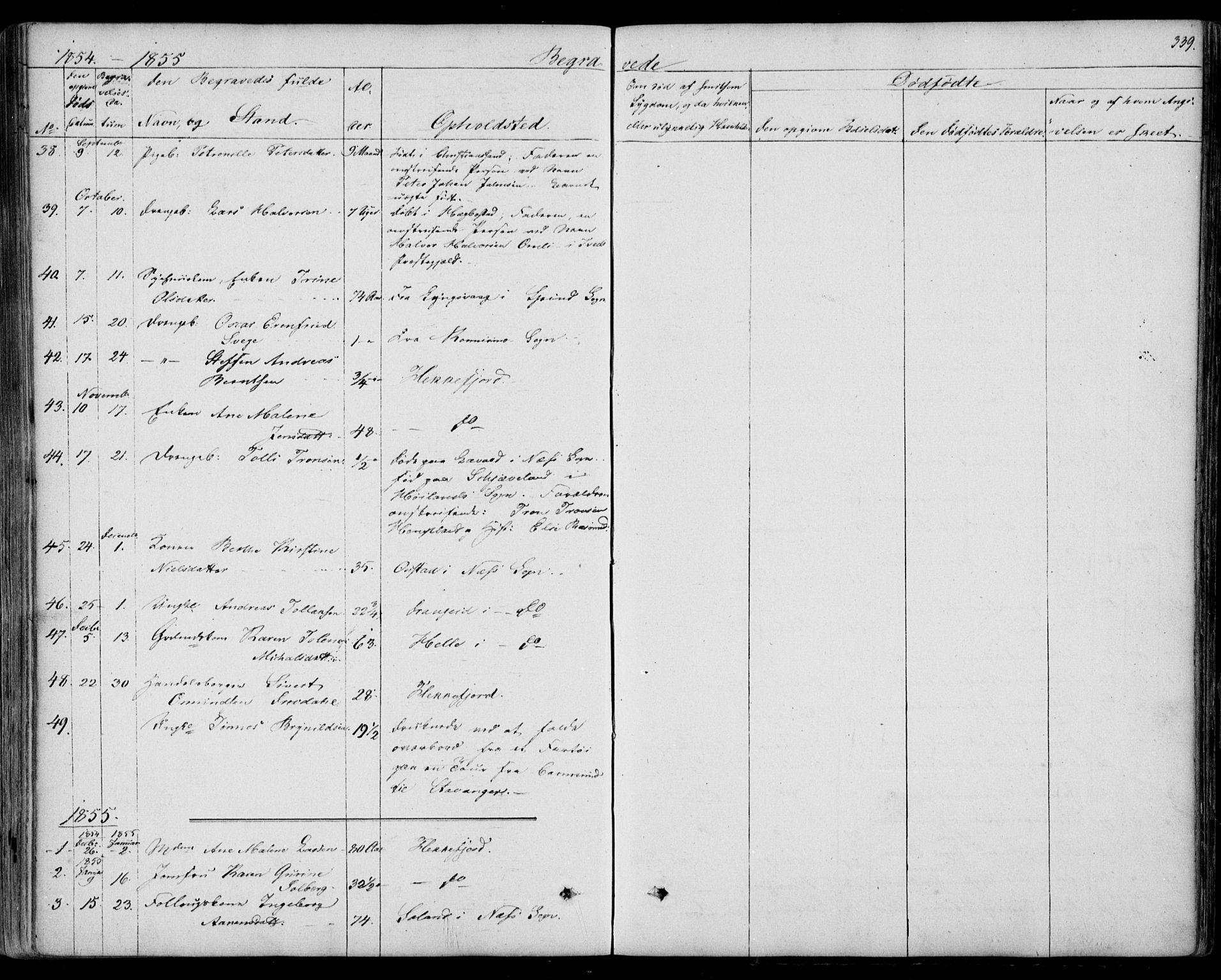 Flekkefjord sokneprestkontor, SAK/1111-0012/F/Fb/Fbc/L0005: Parish register (copy) no. B 5, 1846-1866, p. 339