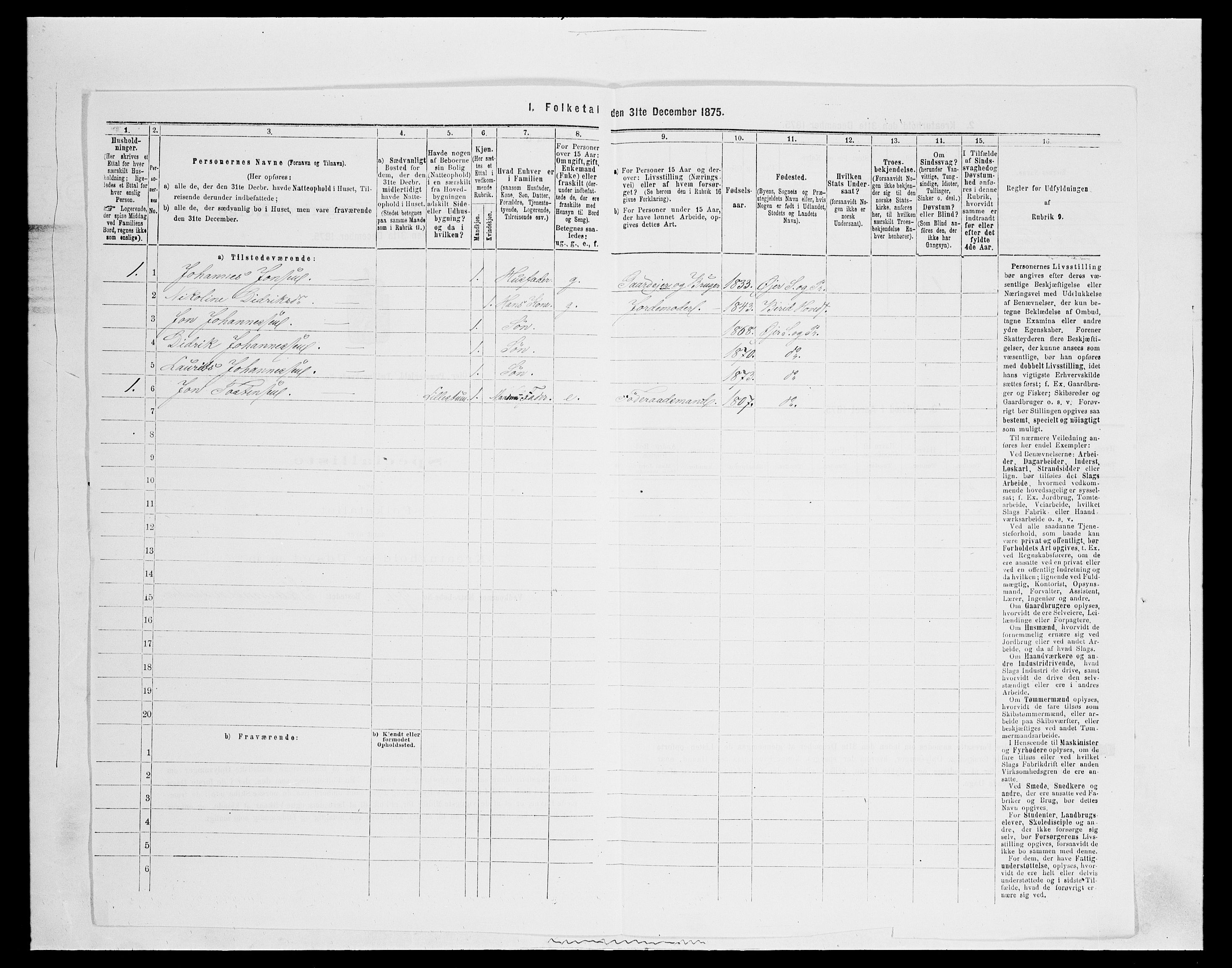 SAH, 1875 census for 0521P Øyer, 1875, p. 603