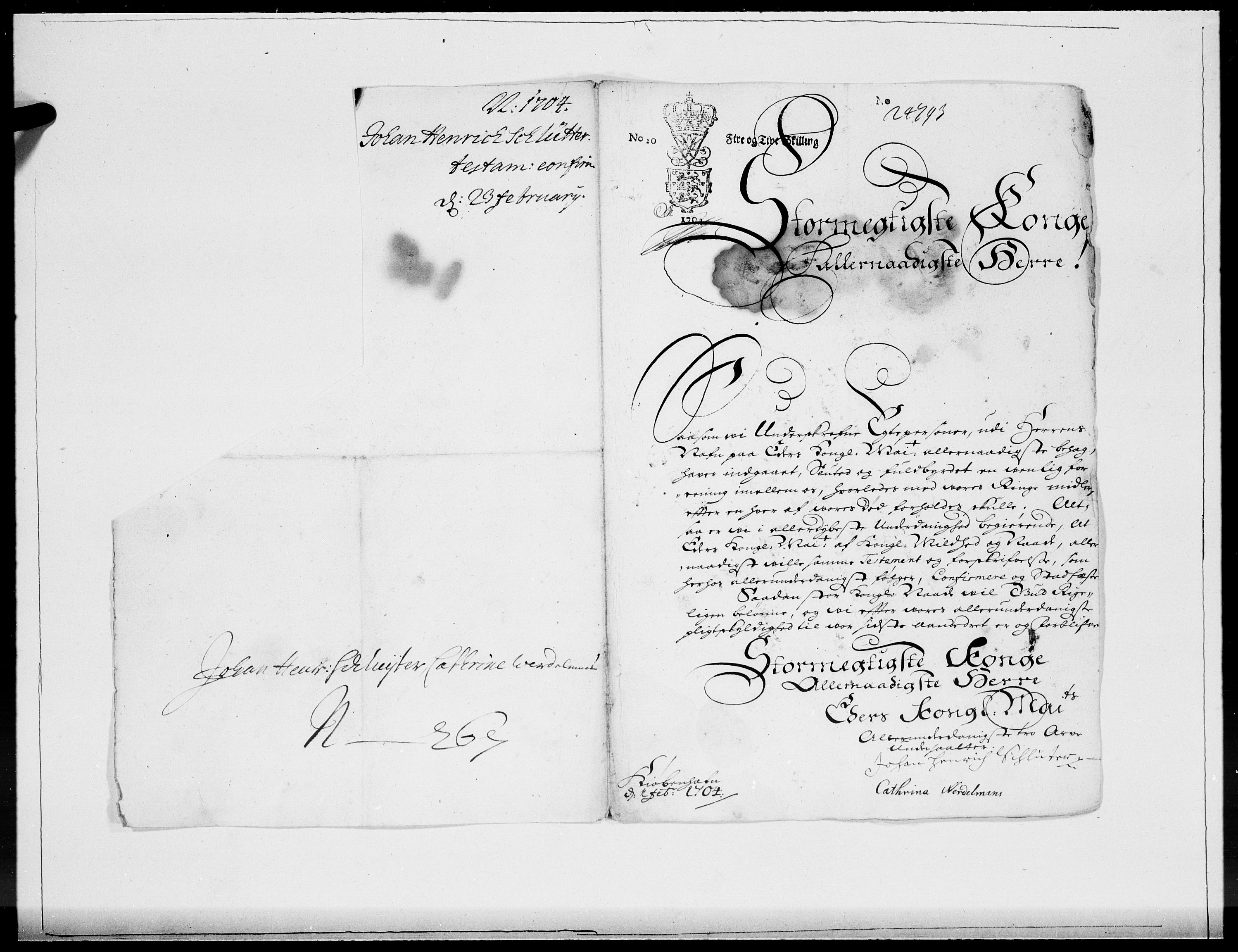 Danske Kanselli 1572-1799, AV/RA-EA-3023/F/Fc/Fcc/Fcca/L0055: Norske innlegg 1572-1799, 1704, p. 99