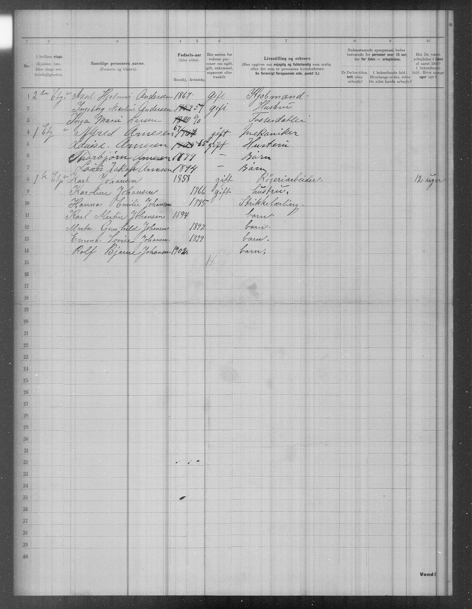 OBA, Municipal Census 1902 for Kristiania, 1902, p. 2282