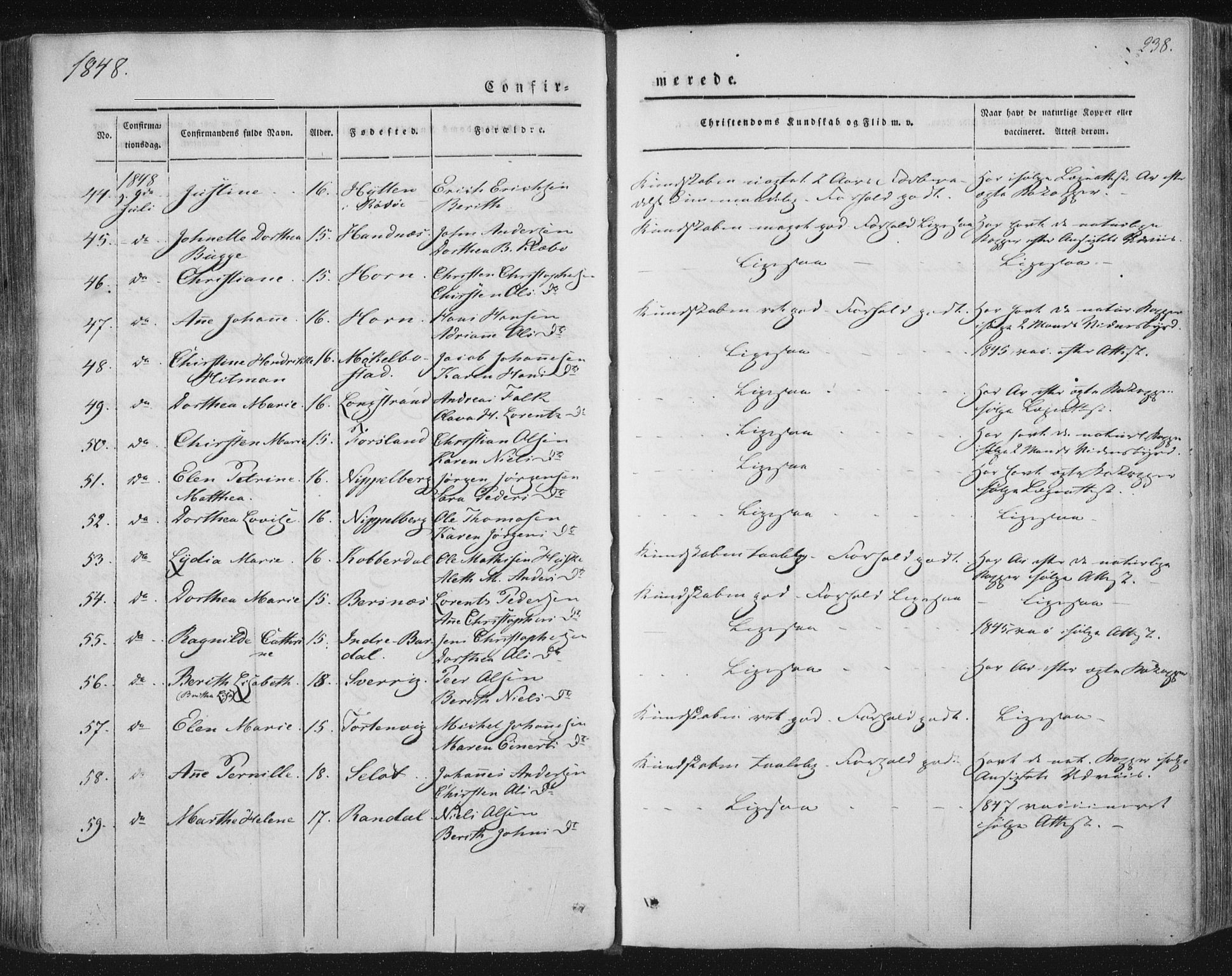 Ministerialprotokoller, klokkerbøker og fødselsregistre - Nordland, SAT/A-1459/838/L0549: Parish register (official) no. 838A07, 1840-1854, p. 238