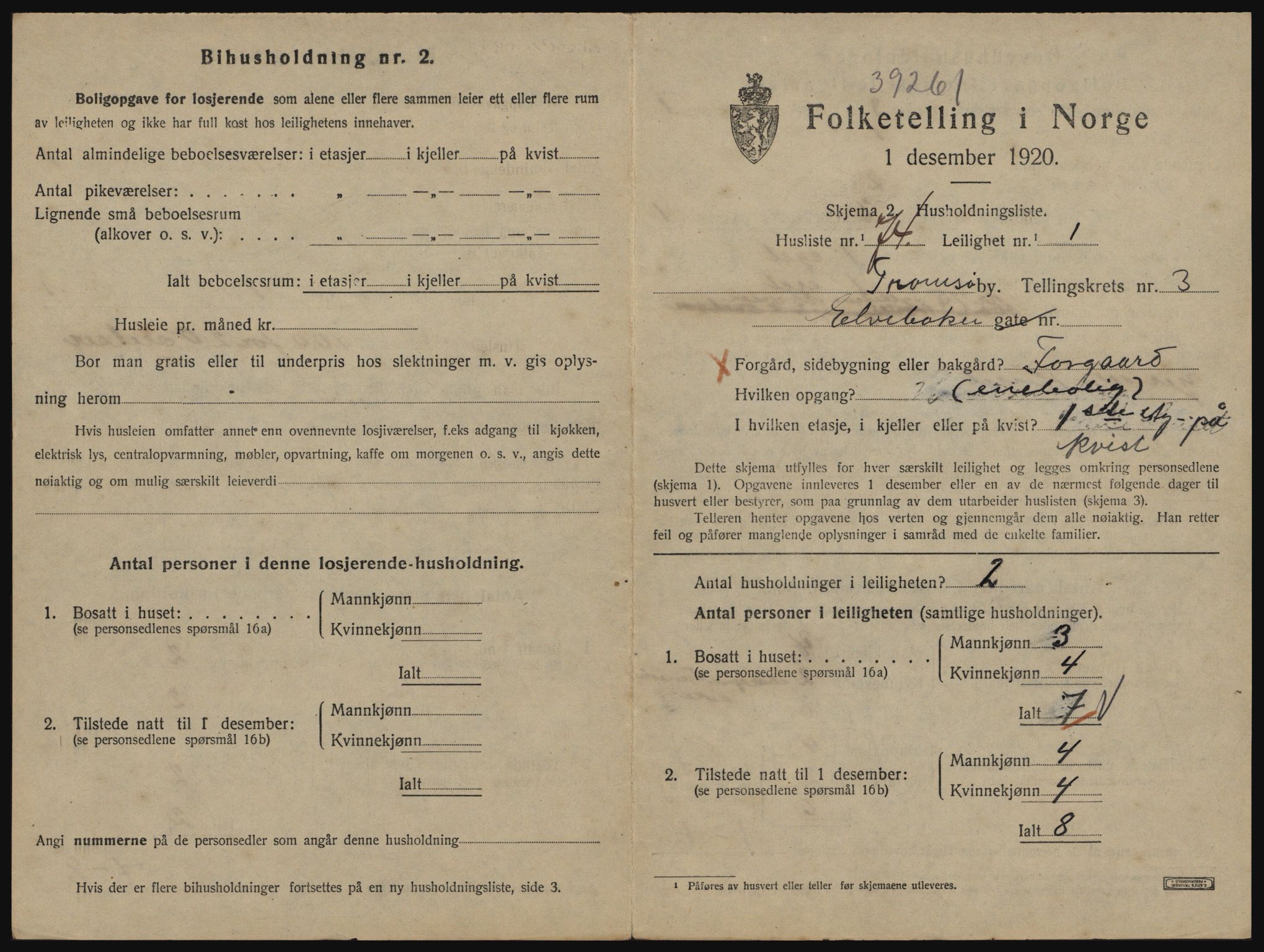 SATØ, 1920 census for Tromsø, 1920, p. 3333