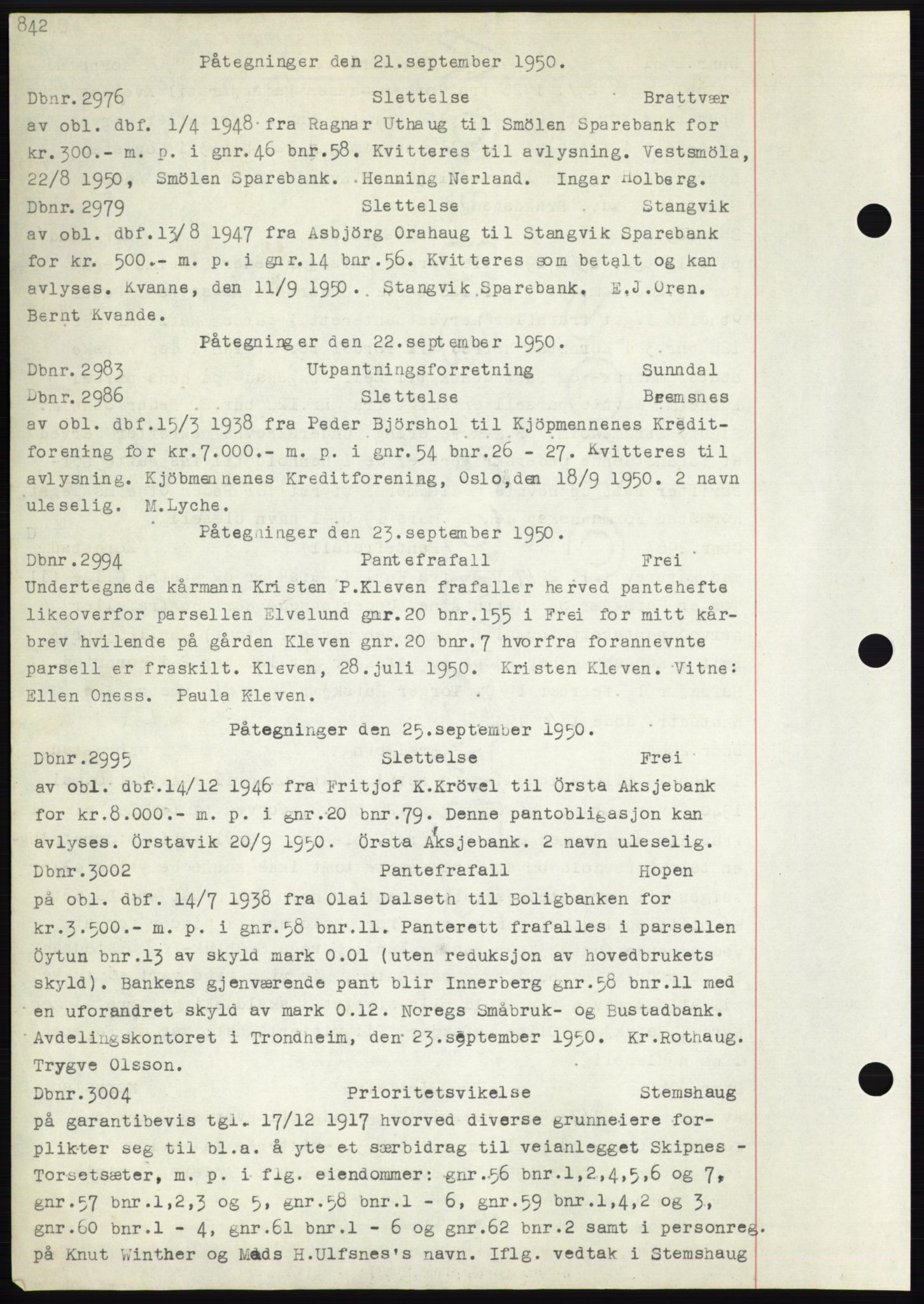 Nordmøre sorenskriveri, SAT/A-4132/1/2/2Ca: Mortgage book no. C82b, 1946-1951, Diary no: : 2976/1950
