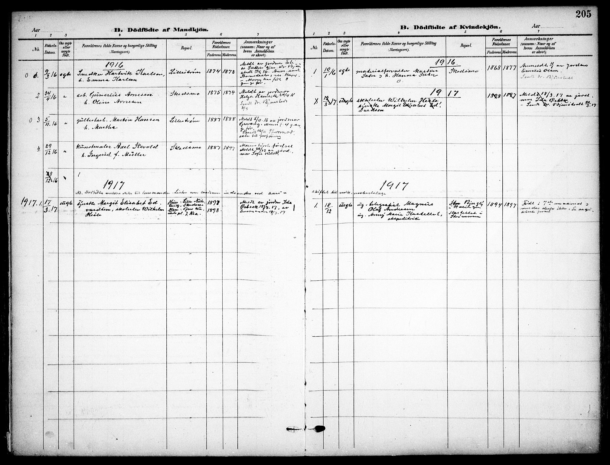 Skedsmo prestekontor Kirkebøker, AV/SAO-A-10033a/F/Fa/L0015: Parish register (official) no. I 15, 1902-1917, p. 205