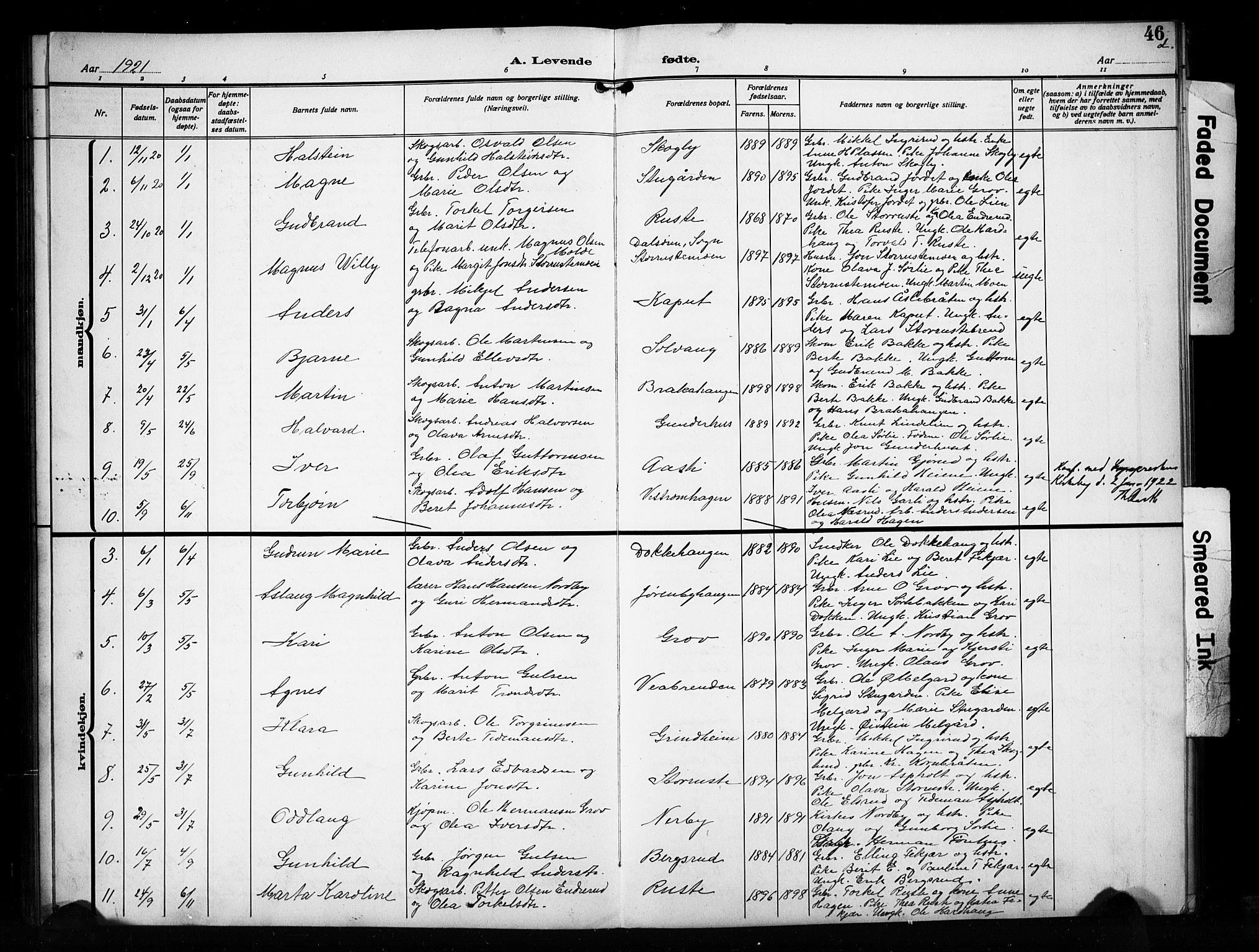 Sør-Aurdal prestekontor, SAH/PREST-128/H/Ha/Hab/L0017: Parish register (copy) no. 17, 1894-1923, p. 46