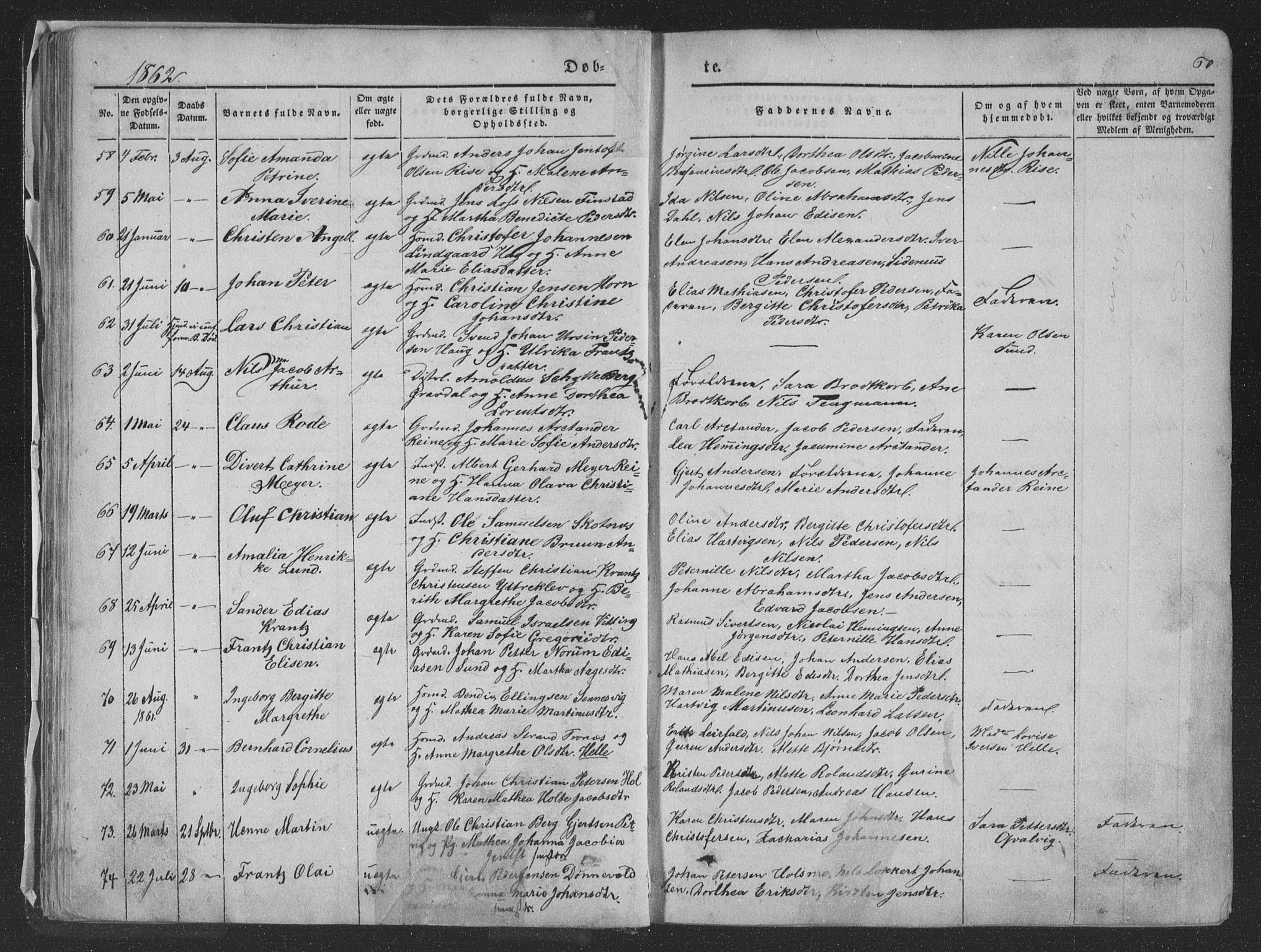 Ministerialprotokoller, klokkerbøker og fødselsregistre - Nordland, SAT/A-1459/881/L1165: Parish register (copy) no. 881C02, 1854-1876, p. 60