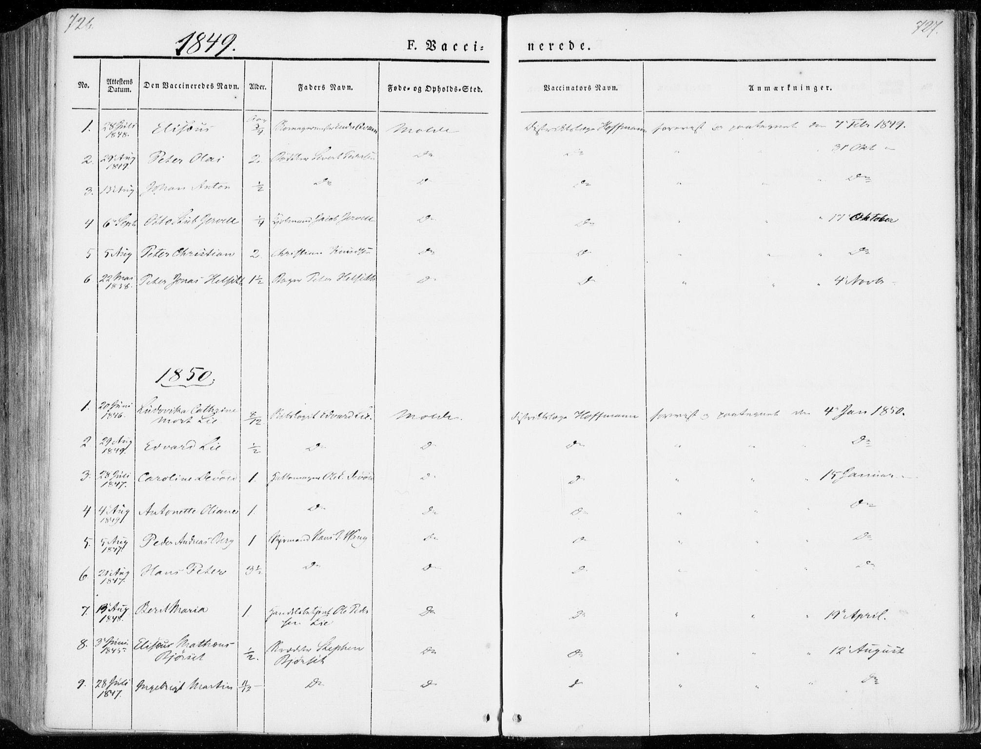 Ministerialprotokoller, klokkerbøker og fødselsregistre - Møre og Romsdal, AV/SAT-A-1454/558/L0689: Parish register (official) no. 558A03, 1843-1872, p. 726-727