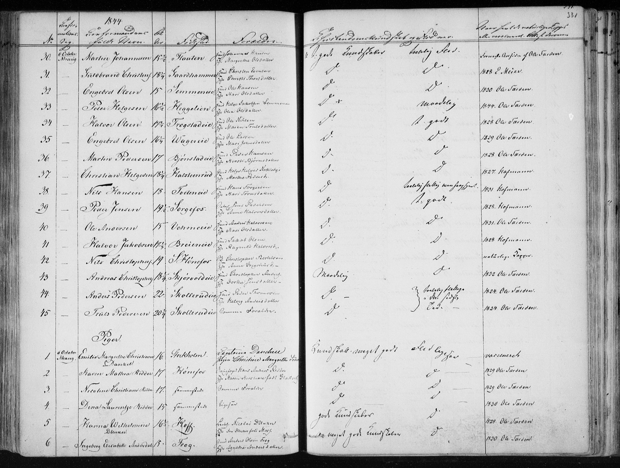 Norderhov kirkebøker, SAKO/A-237/F/Fa/L0010: Parish register (official) no. 10, 1837-1847, p. 331