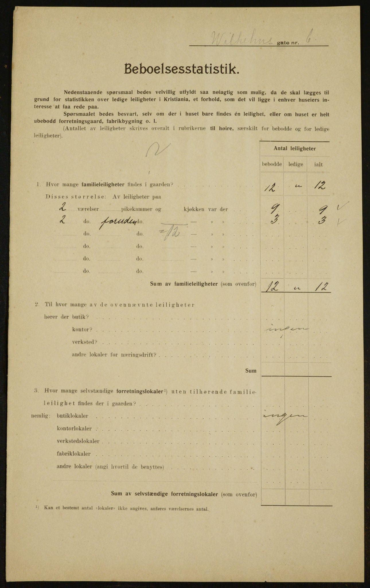 OBA, Municipal Census 1910 for Kristiania, 1910, p. 121618