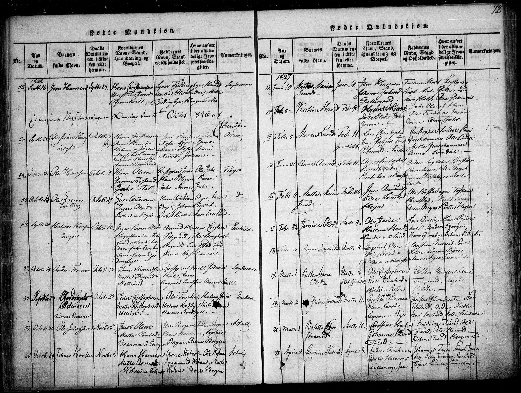 Fet prestekontor Kirkebøker, AV/SAO-A-10370a/F/Fa/L0008: Parish register (official) no. I 8, 1815-1842, p. 72