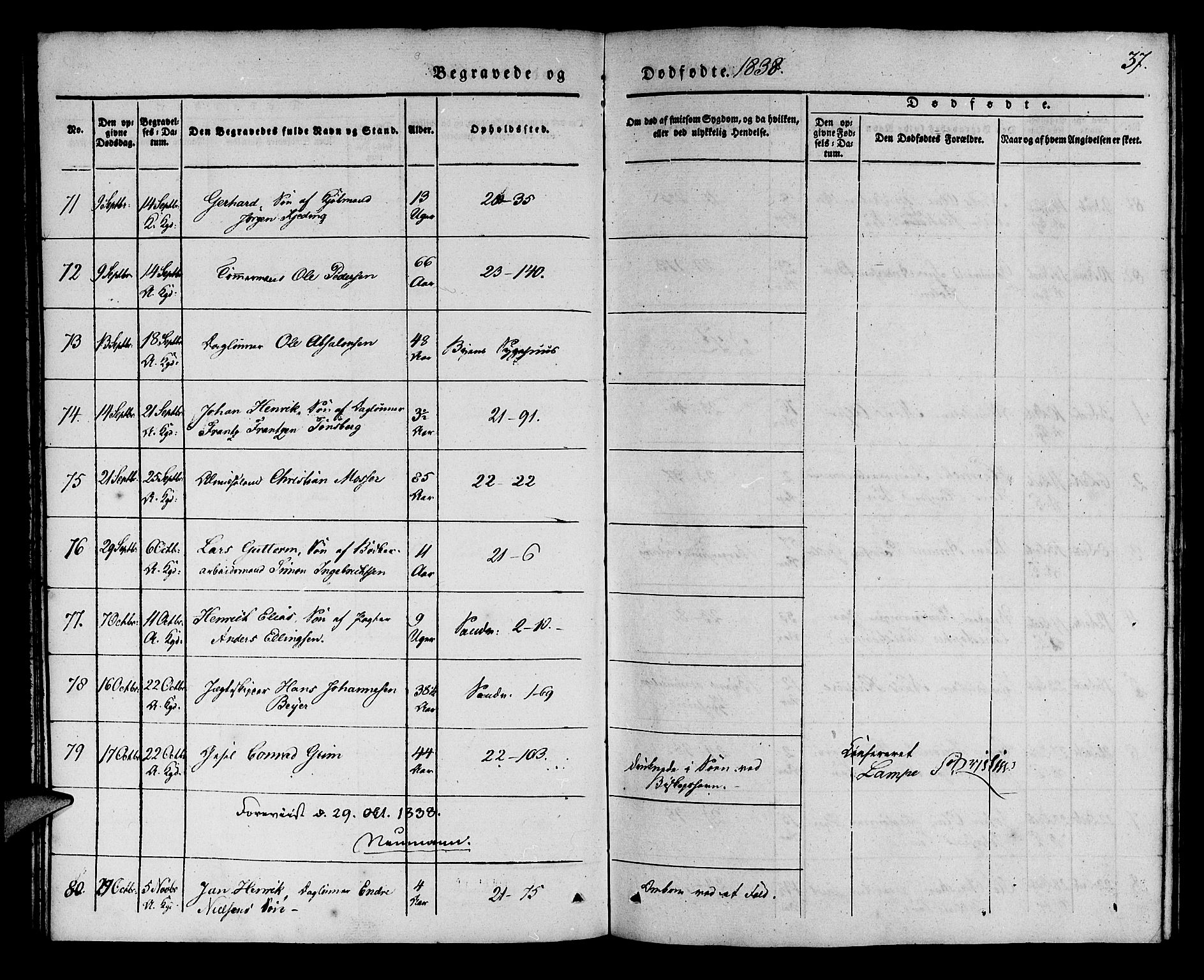 Korskirken sokneprestembete, SAB/A-76101/H/Haa/L0043: Parish register (official) no. E 1, 1834-1848, p. 37
