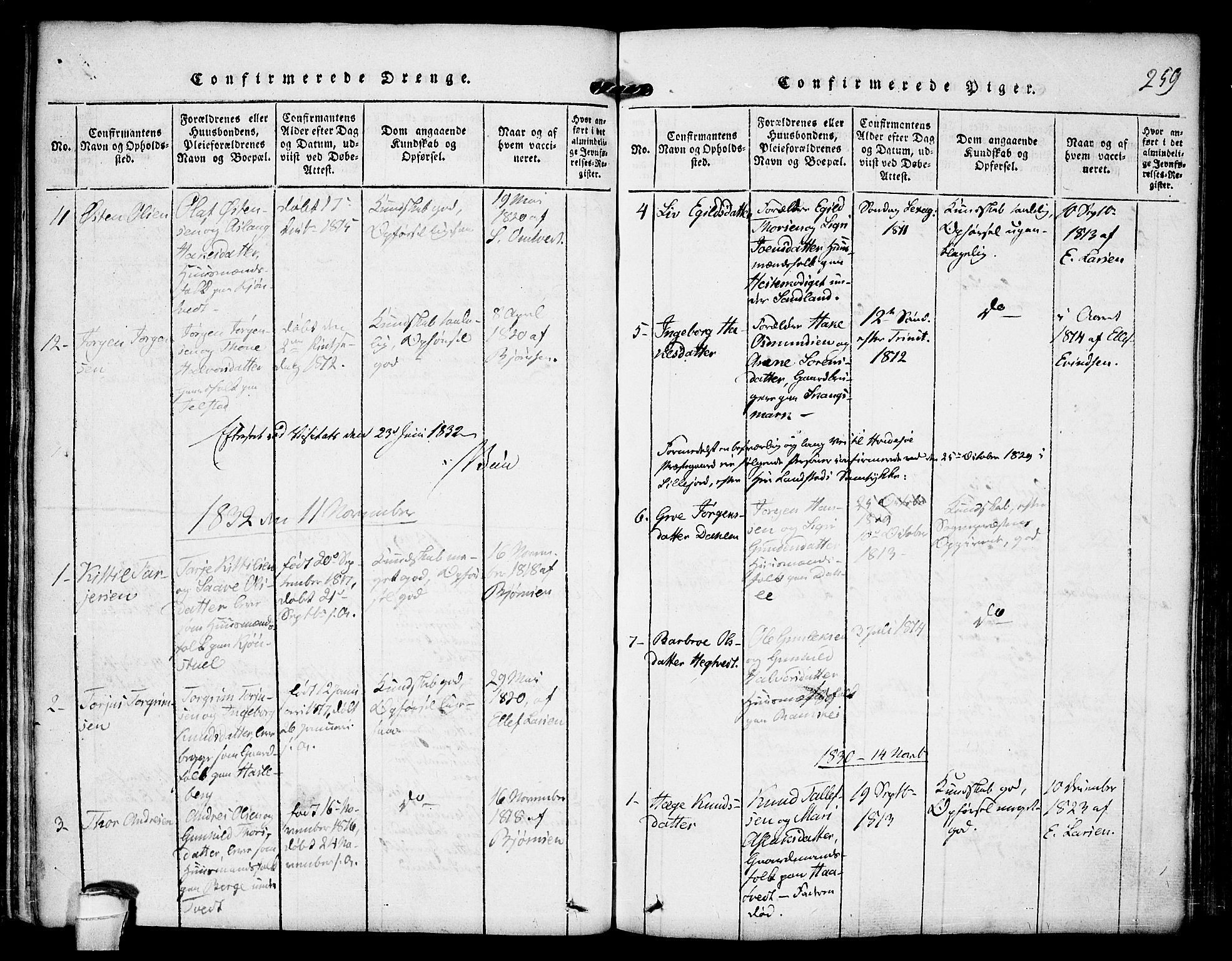 Kviteseid kirkebøker, SAKO/A-276/F/Fb/L0001: Parish register (official) no. II 1, 1815-1836, p. 259