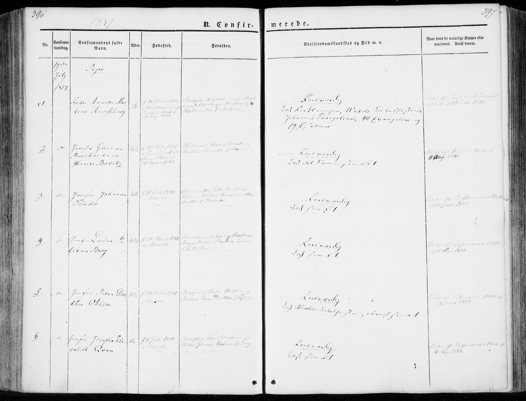 Ministerialprotokoller, klokkerbøker og fødselsregistre - Møre og Romsdal, AV/SAT-A-1454/558/L0689: Parish register (official) no. 558A03, 1843-1872, p. 396-397