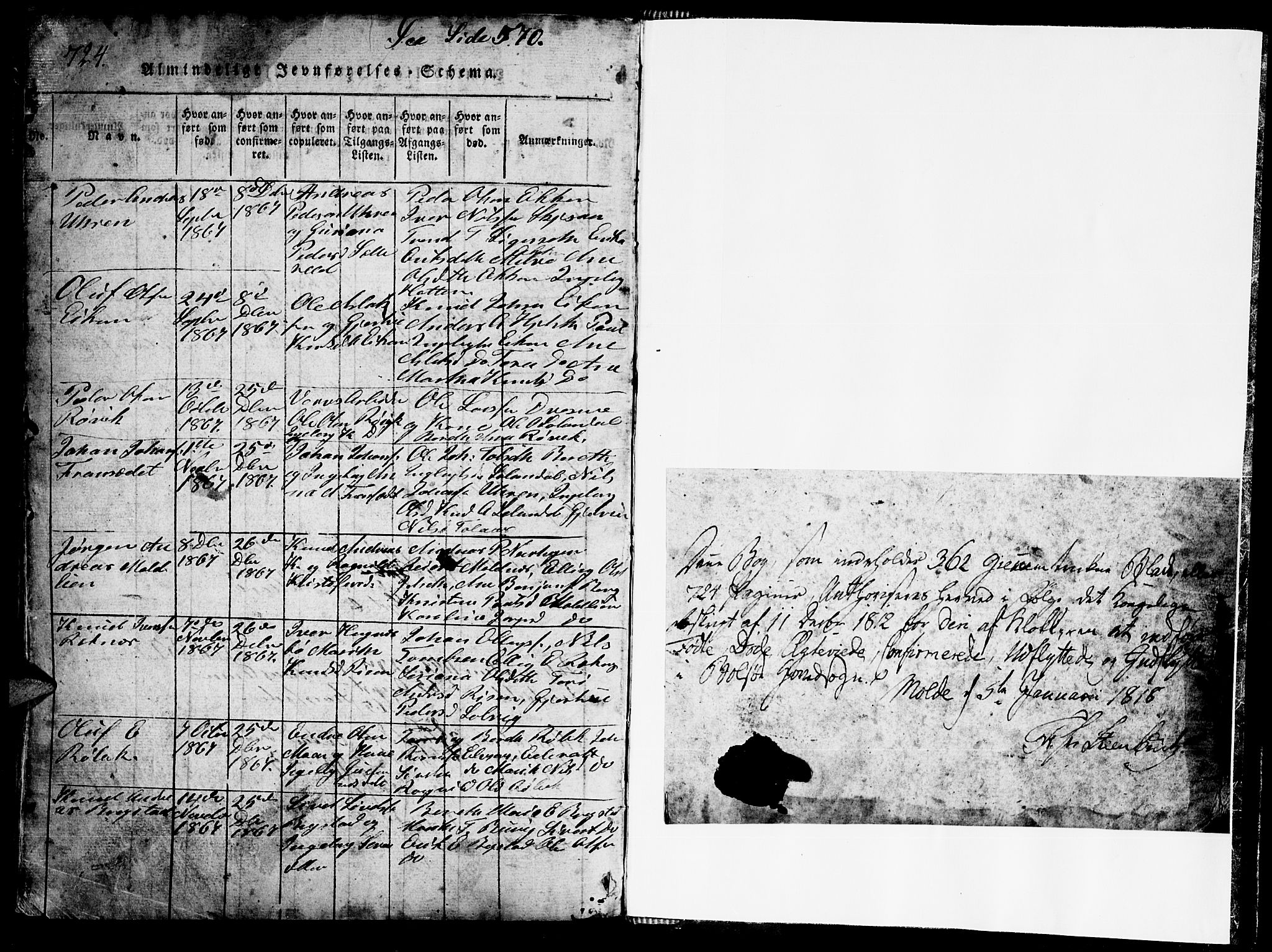 Ministerialprotokoller, klokkerbøker og fødselsregistre - Møre og Romsdal, SAT/A-1454/555/L0665: Parish register (copy) no. 555C01, 1818-1868, p. 724-725