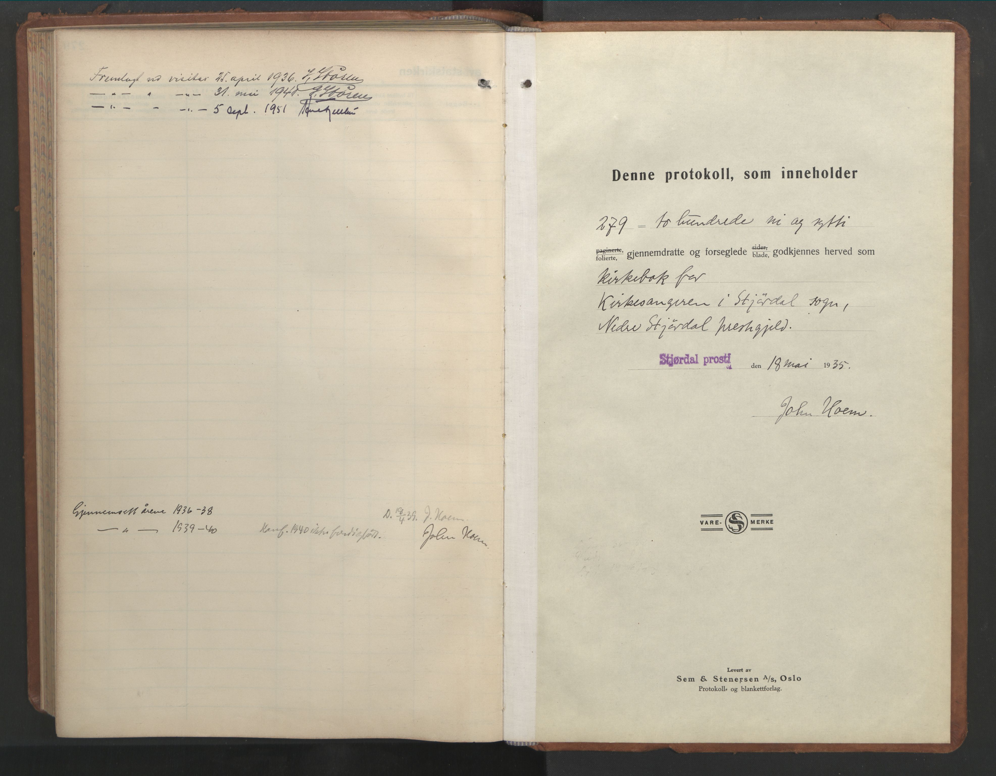 Ministerialprotokoller, klokkerbøker og fødselsregistre - Nord-Trøndelag, SAT/A-1458/709/L0089: Parish register (copy) no. 709C03, 1935-1948