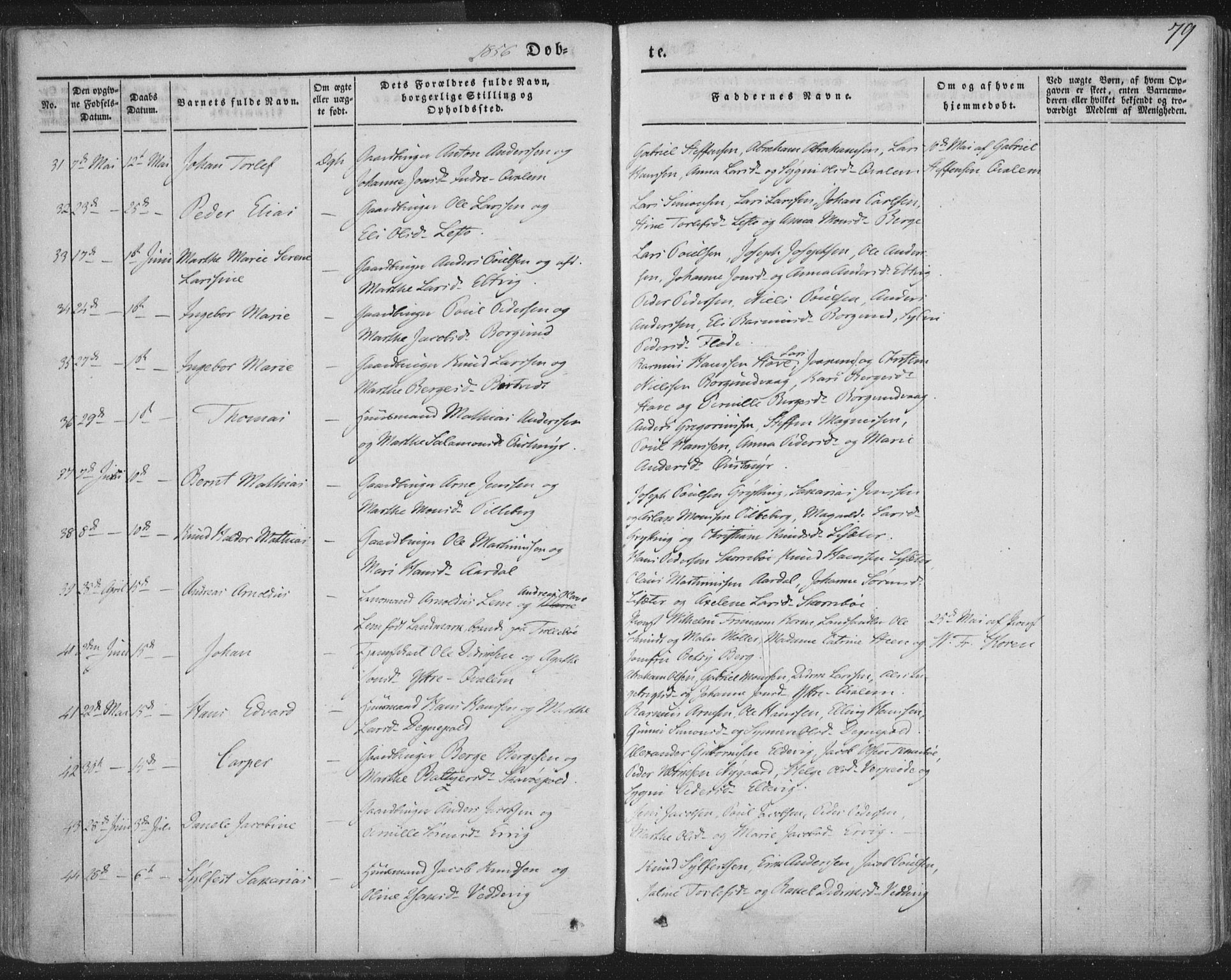 Selje sokneprestembete, SAB/A-99938/H/Ha/Haa/Haaa: Parish register (official) no. A 10, 1844-1858, p. 79