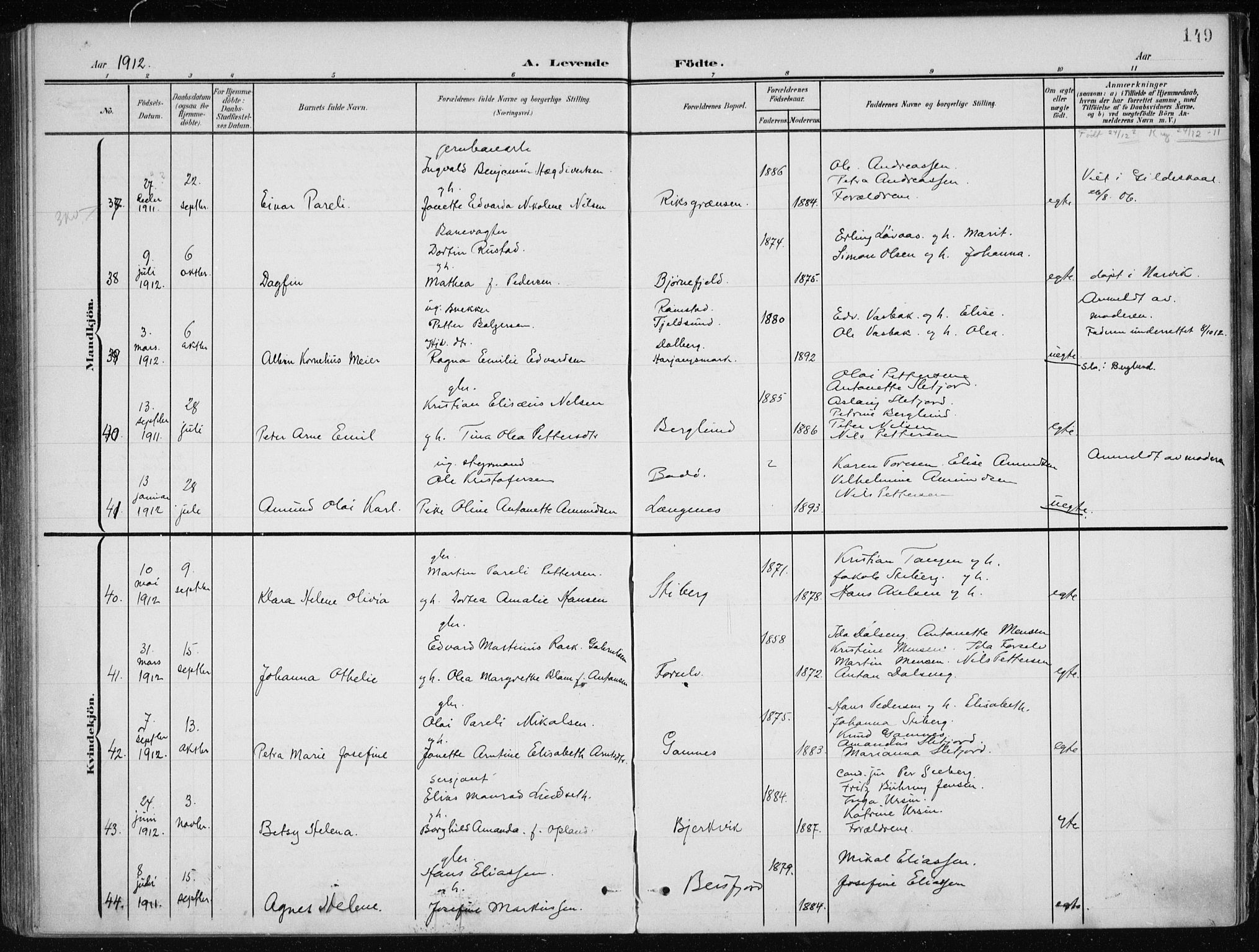 Ministerialprotokoller, klokkerbøker og fødselsregistre - Nordland, SAT/A-1459/866/L0941: Parish register (official) no. 866A04, 1901-1917, p. 149