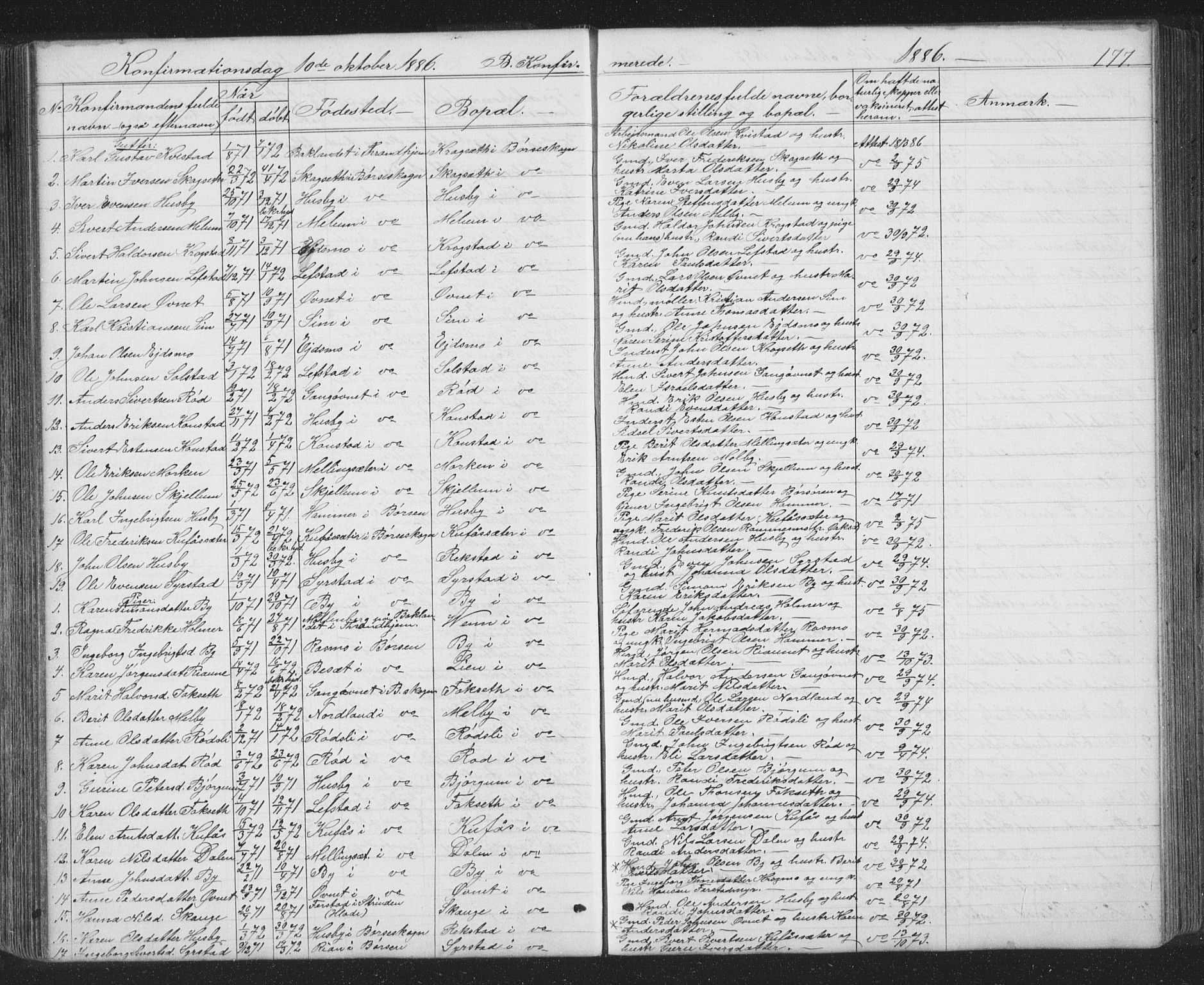 Ministerialprotokoller, klokkerbøker og fødselsregistre - Sør-Trøndelag, SAT/A-1456/667/L0798: Parish register (copy) no. 667C03, 1867-1929, p. 177