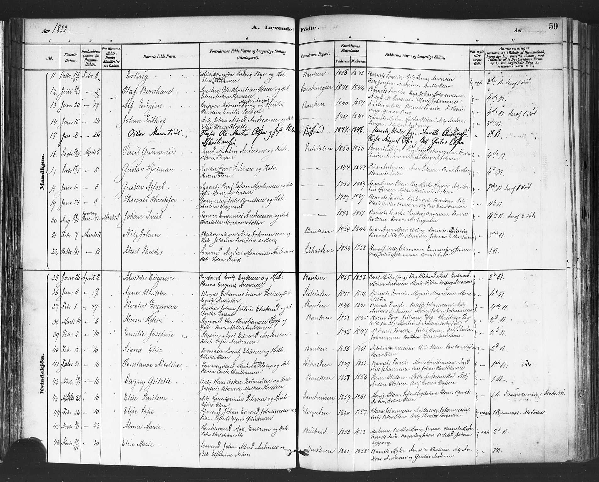 Halden prestekontor Kirkebøker, SAO/A-10909/F/Fa/L0011: Parish register (official) no. I 11, 1878-1889, p. 59