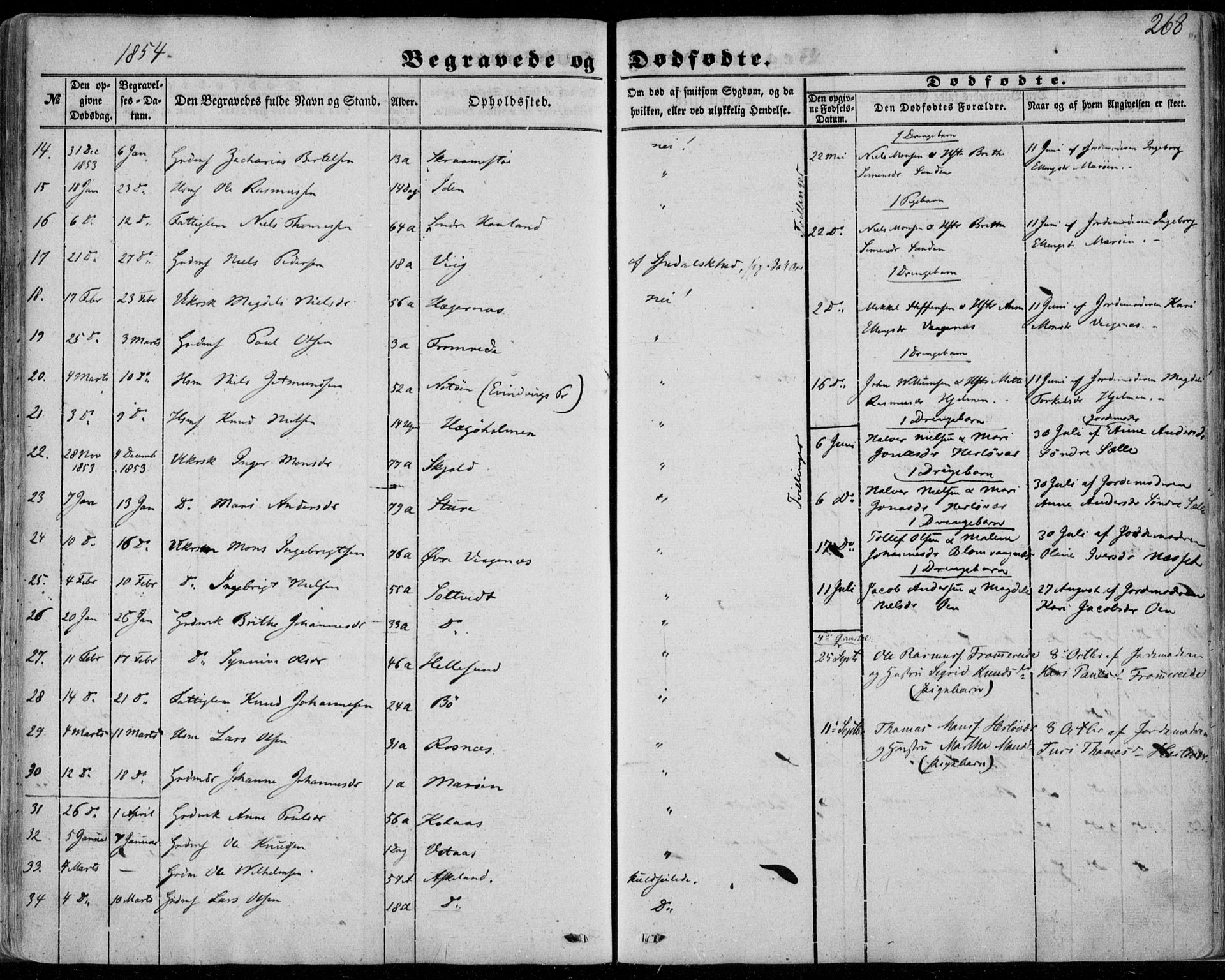 Manger sokneprestembete, AV/SAB-A-76801/H/Haa: Parish register (official) no. A 6, 1849-1859, p. 268