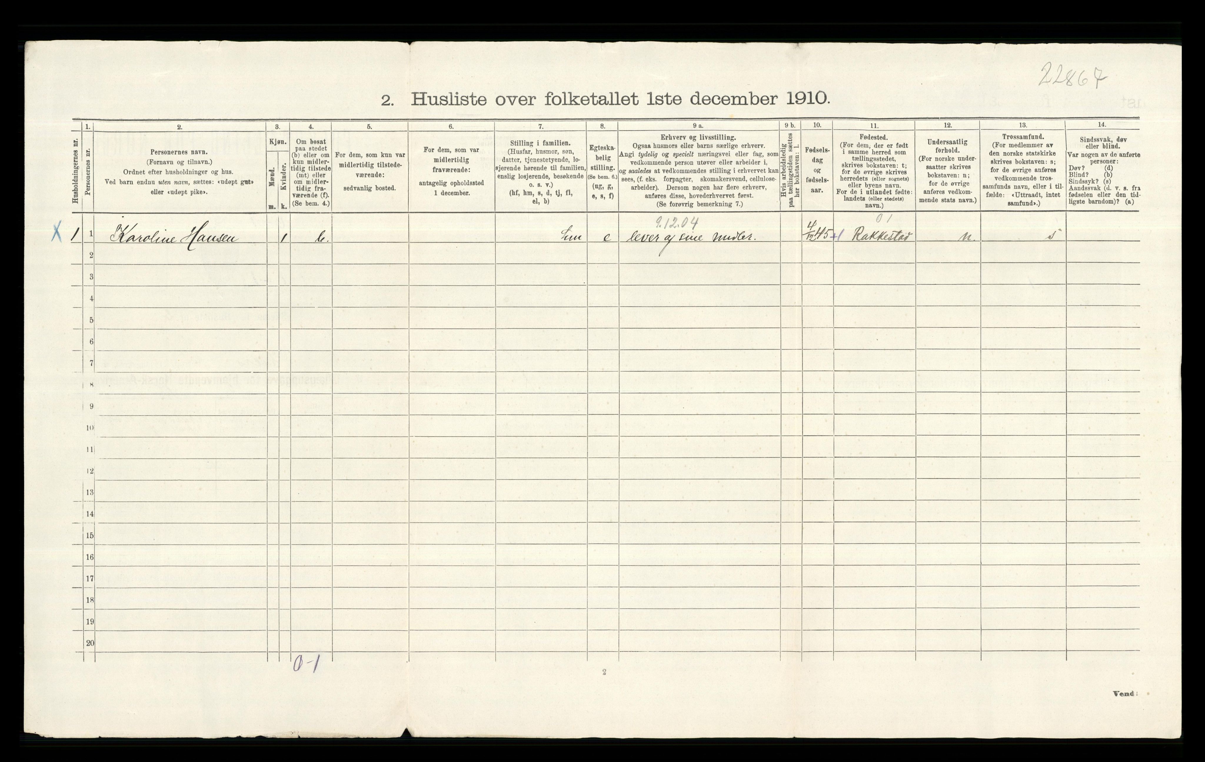 RA, 1910 census for Lier, 1910, p. 65