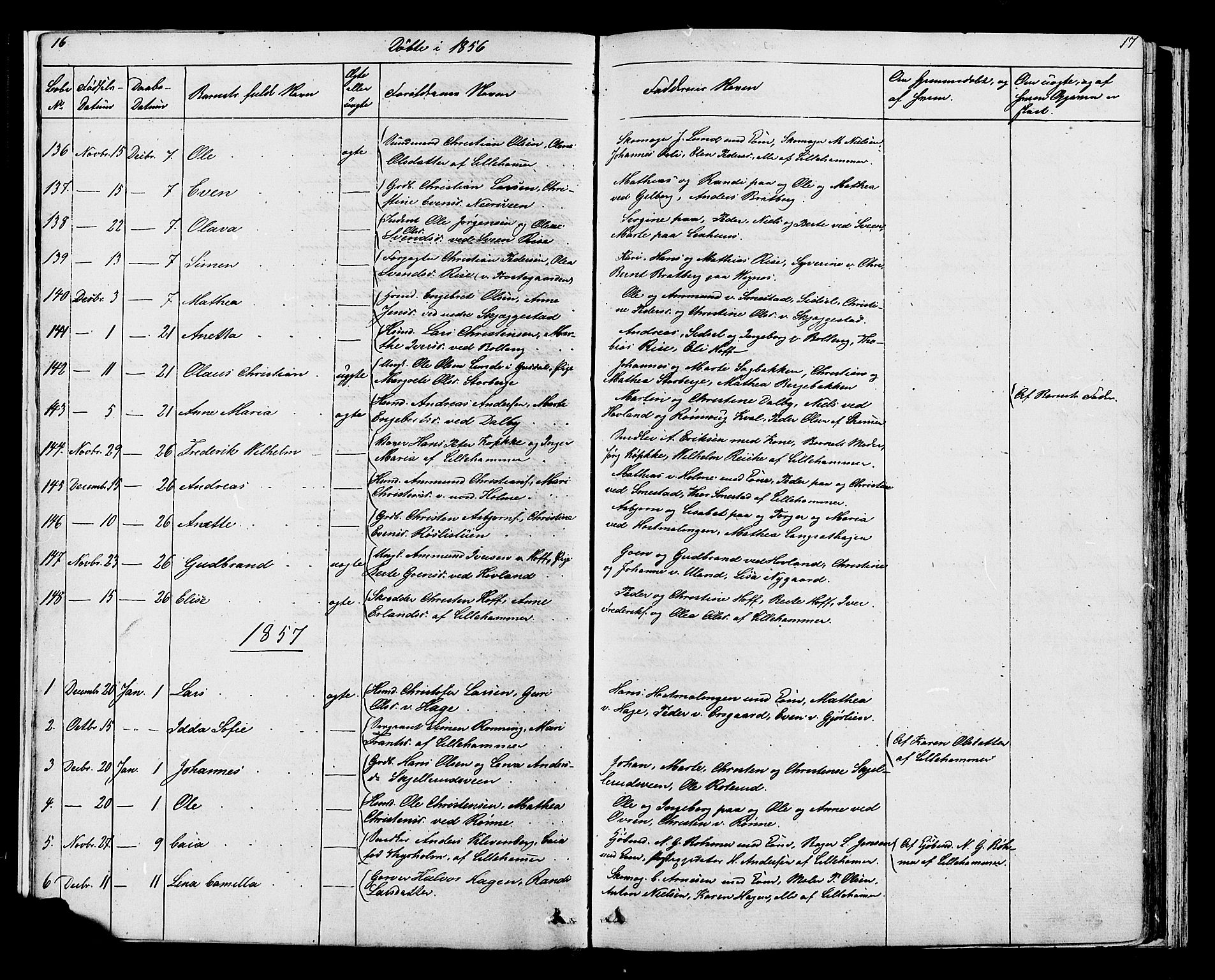 Fåberg prestekontor, AV/SAH-PREST-086/H/Ha/Hab/L0007: Parish register (copy) no. 7, 1856-1891, p. 16-17