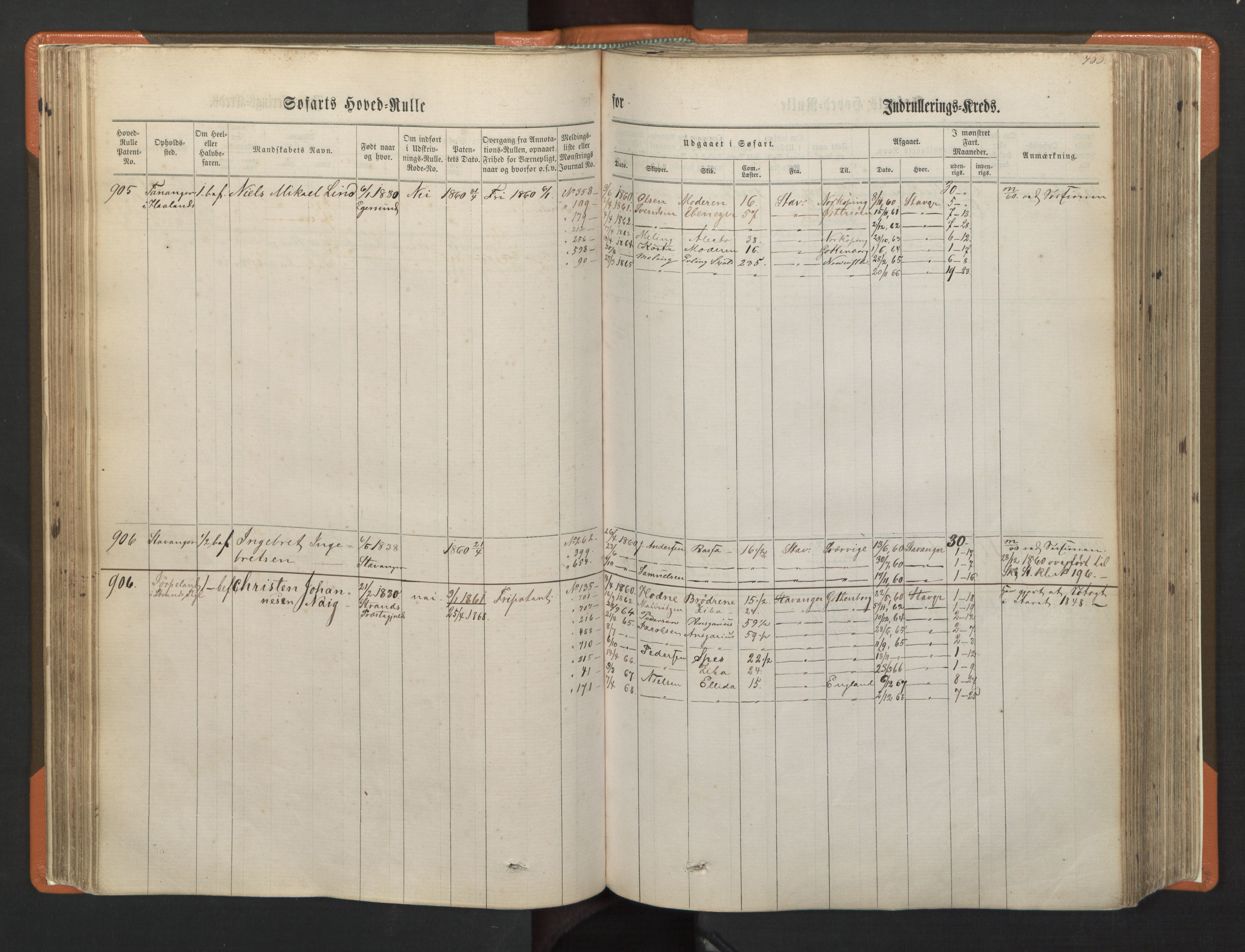 Stavanger sjømannskontor, AV/SAST-A-102006/F/Fb/Fbb/L0002: Sjøfartshovedrulle, patentnr. 721-1450 (del 2), 1863, p. 97