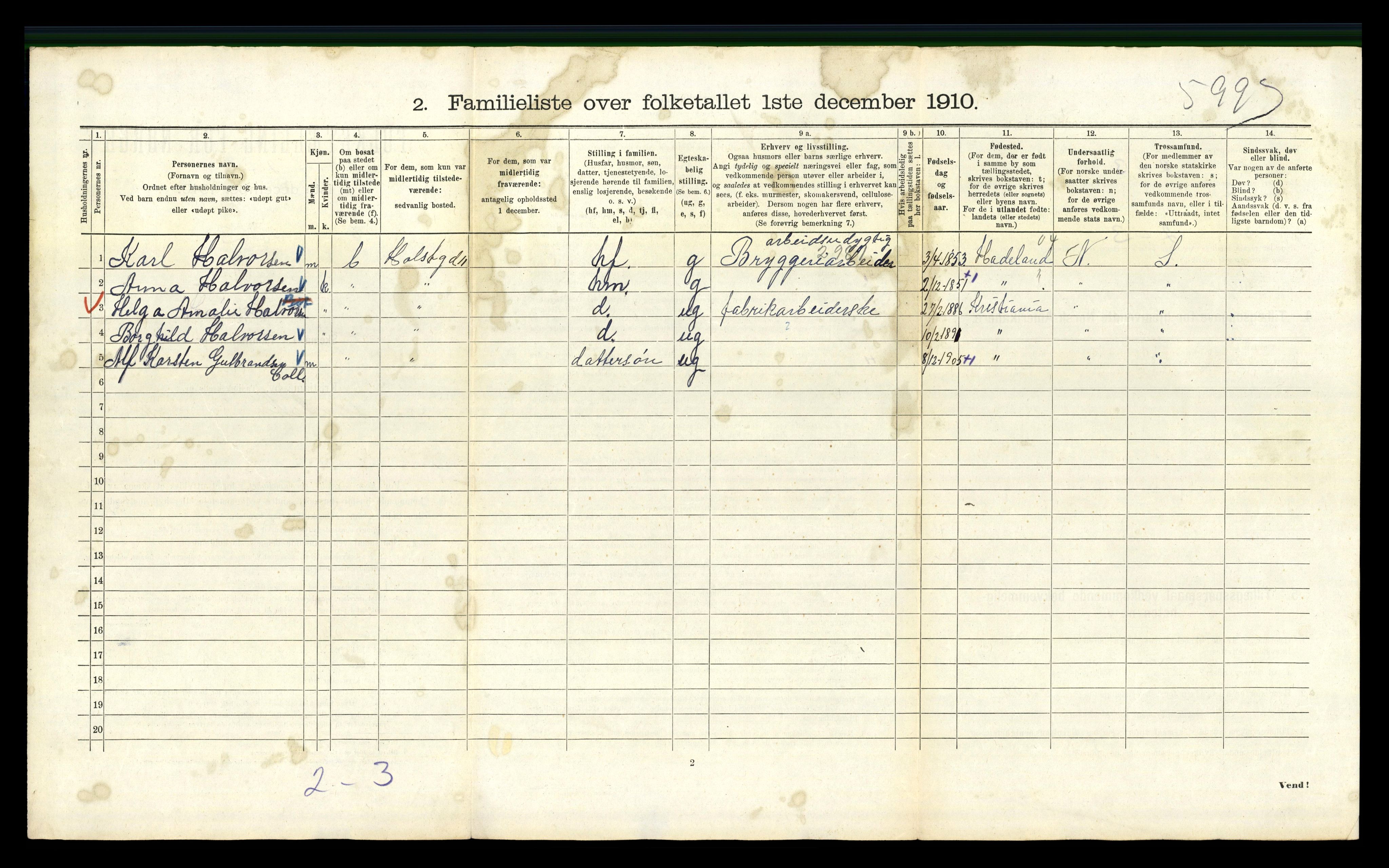 RA, 1910 census for Kristiania, 1910, p. 40256