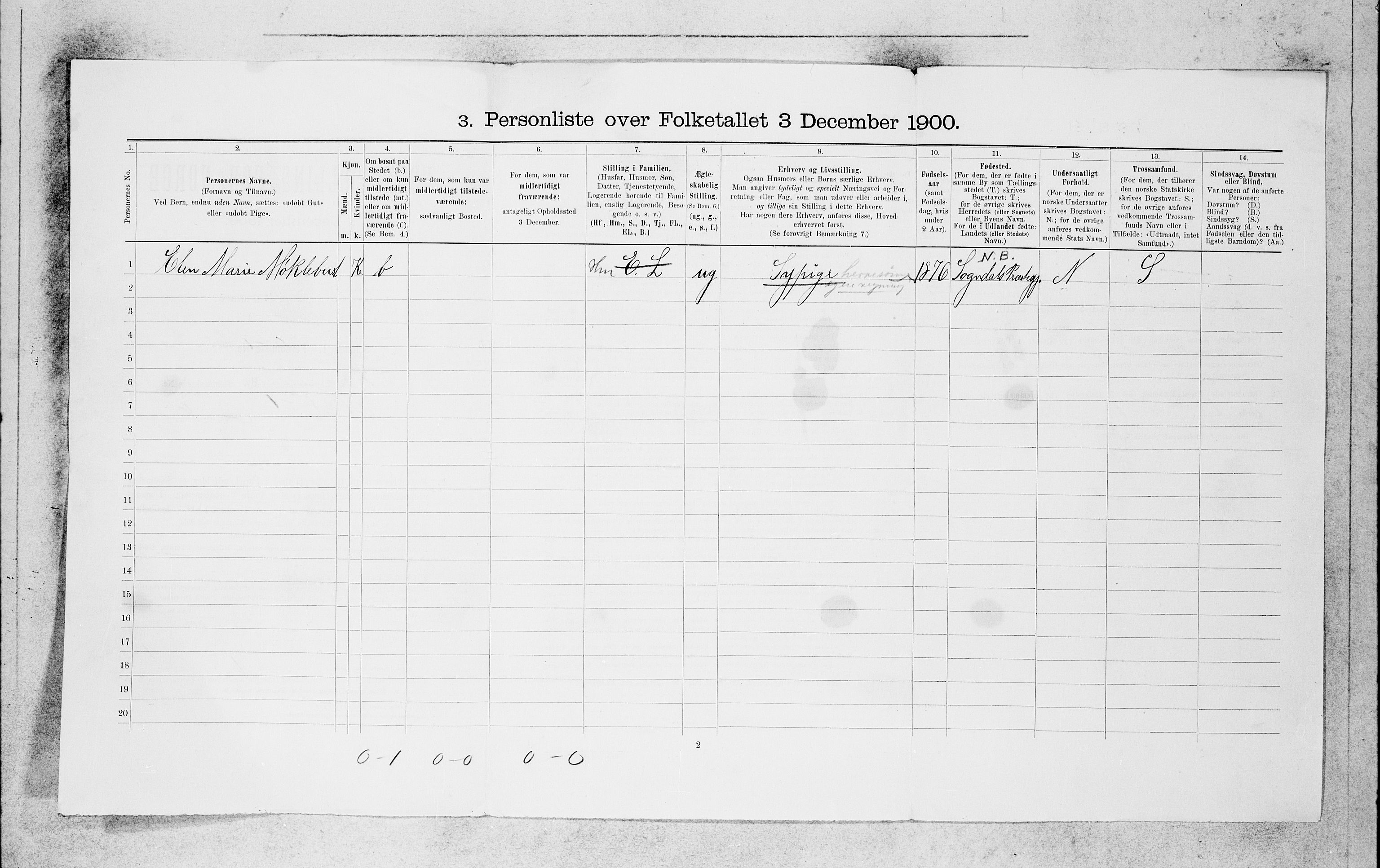 SAB, 1900 census for Bergen, 1900, p. 9698